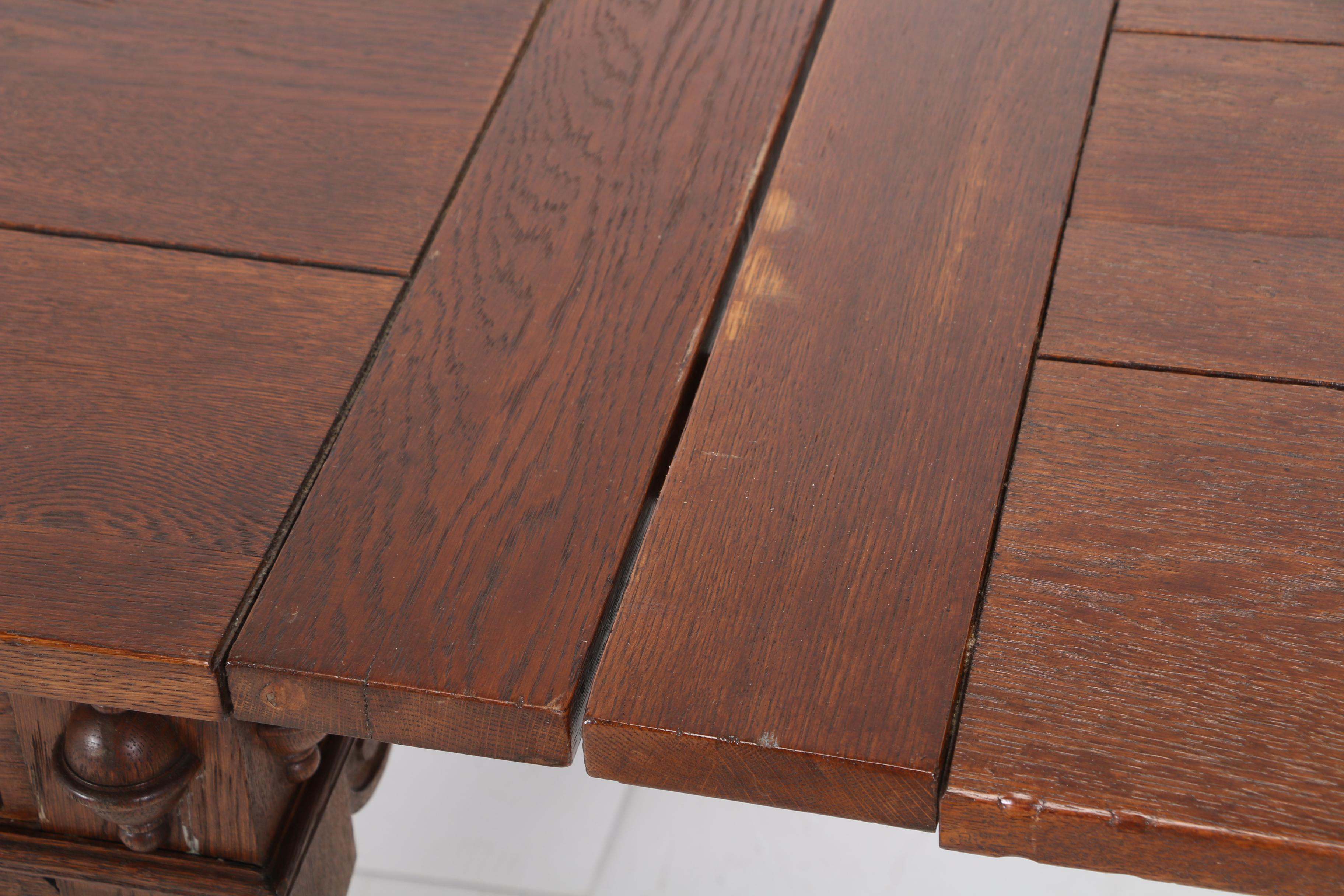 Jacobean Style Oak Draw Leaf Dining Set by Sligh Furniture Co., Early 20th Cent.