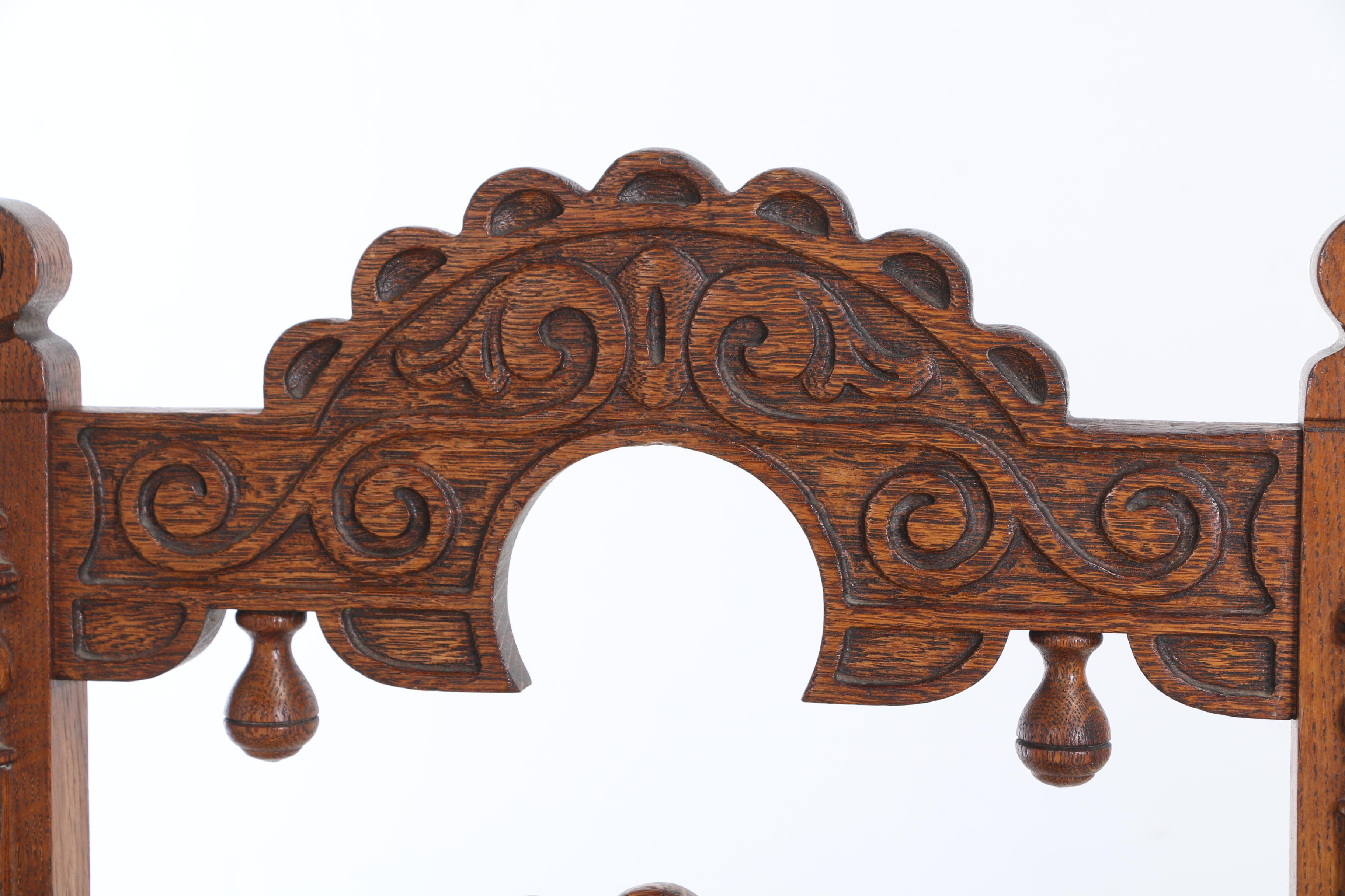 Jacobean Style Oak Draw Leaf Dining Set by Sligh Furniture Co., Early 20th Cent.
