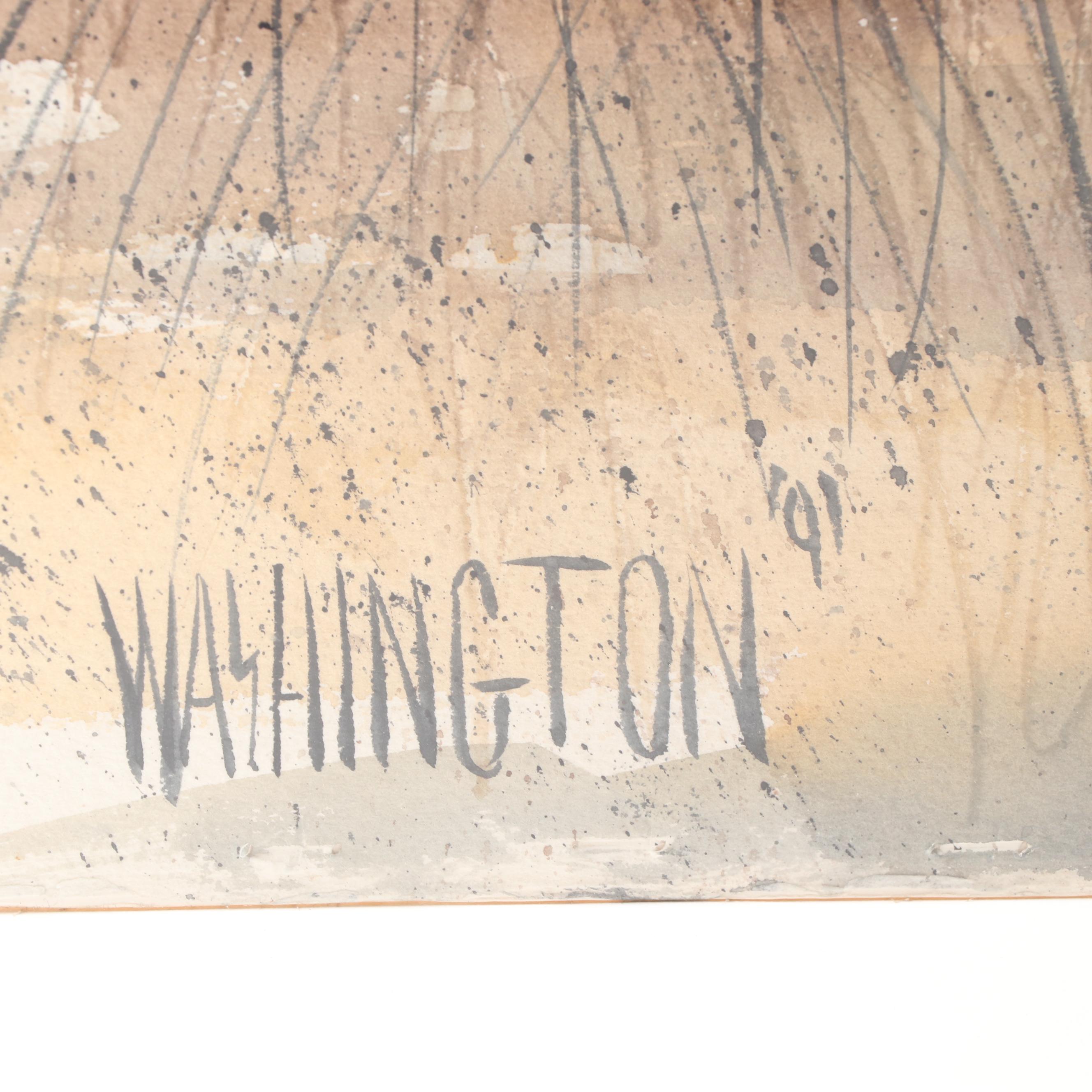 Washington Watercolor Painting of Deer