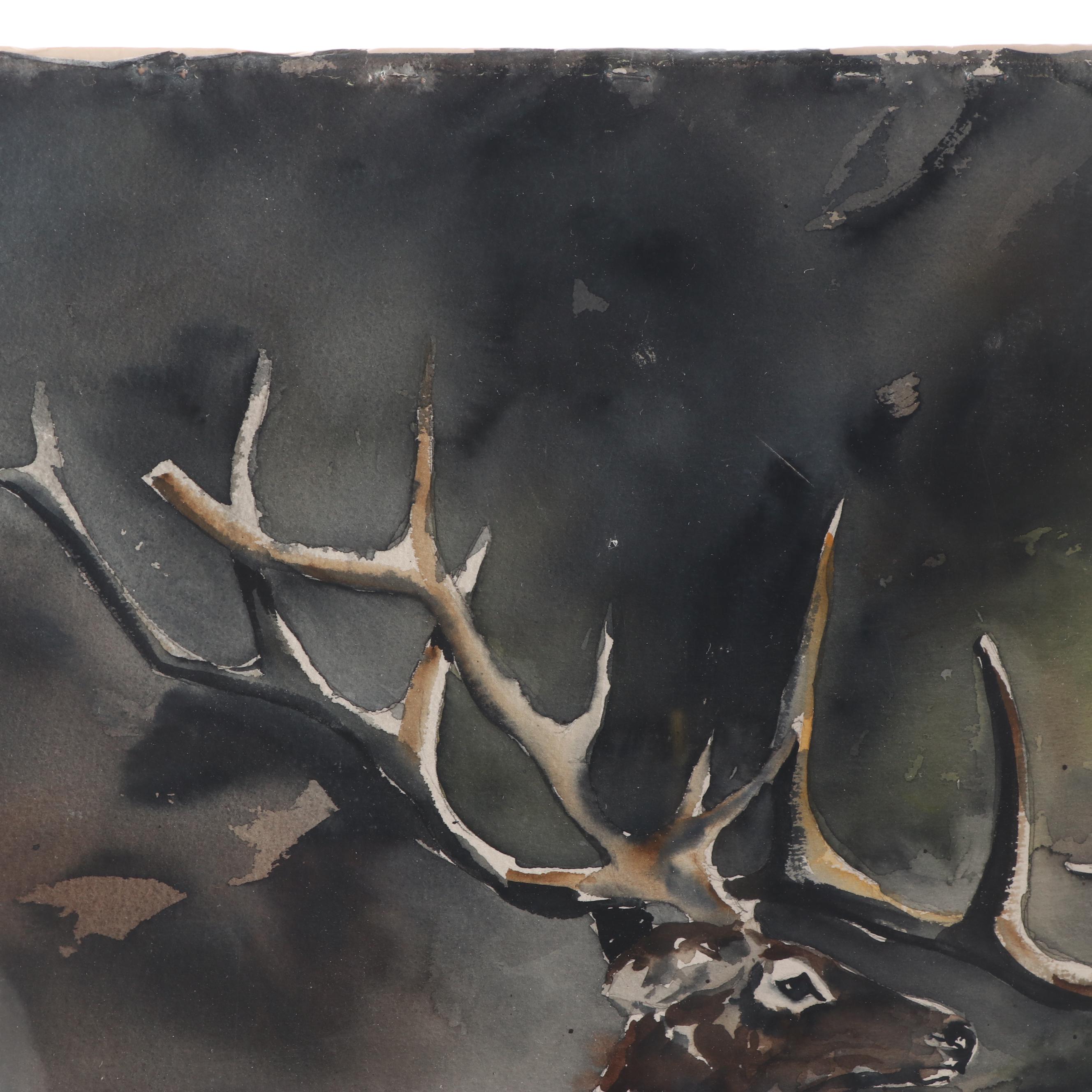 Washington Watercolor Painting of Deer
