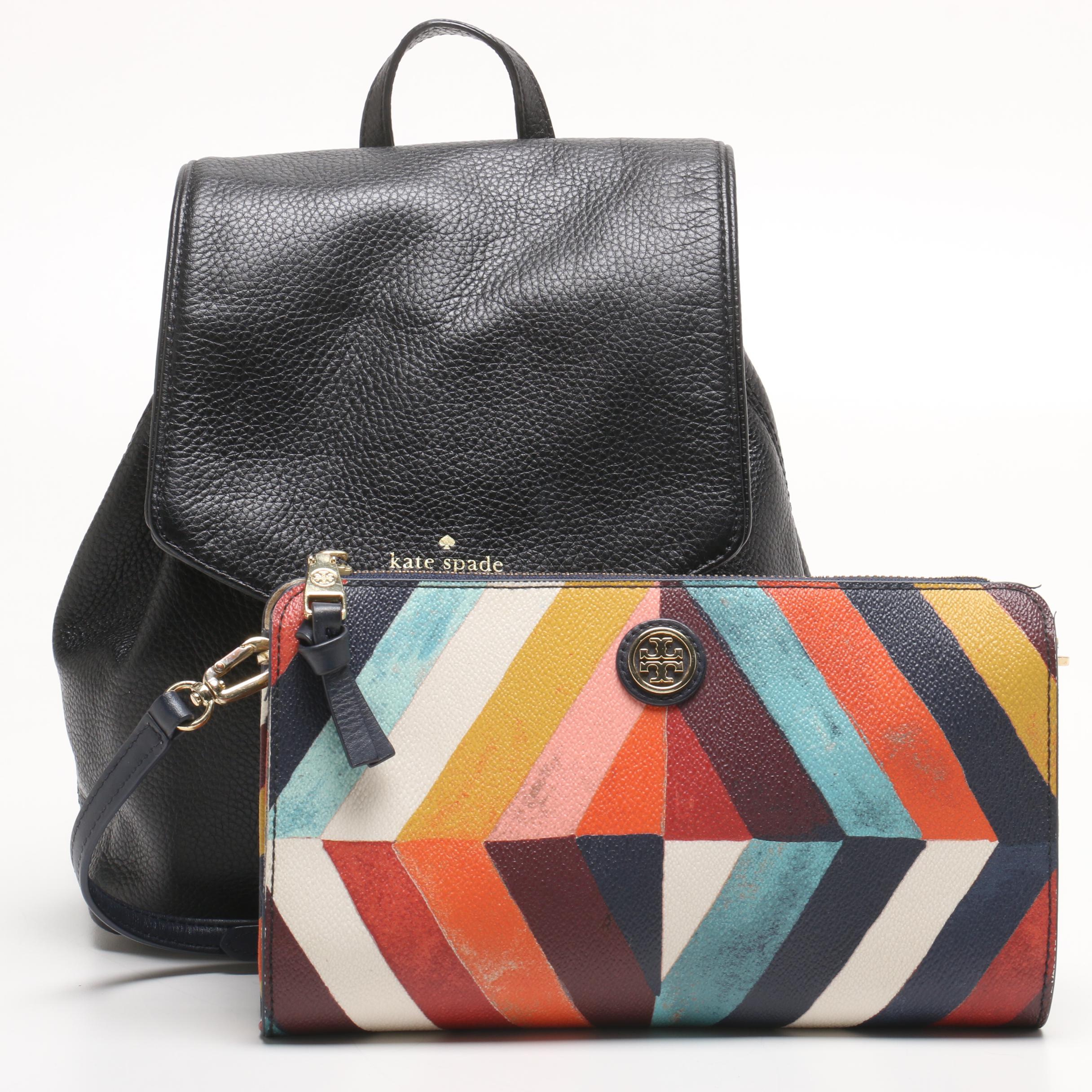 Kate Spade Black Leather Mini Backpack and Tory Burch Chevron Pattern Crossbody