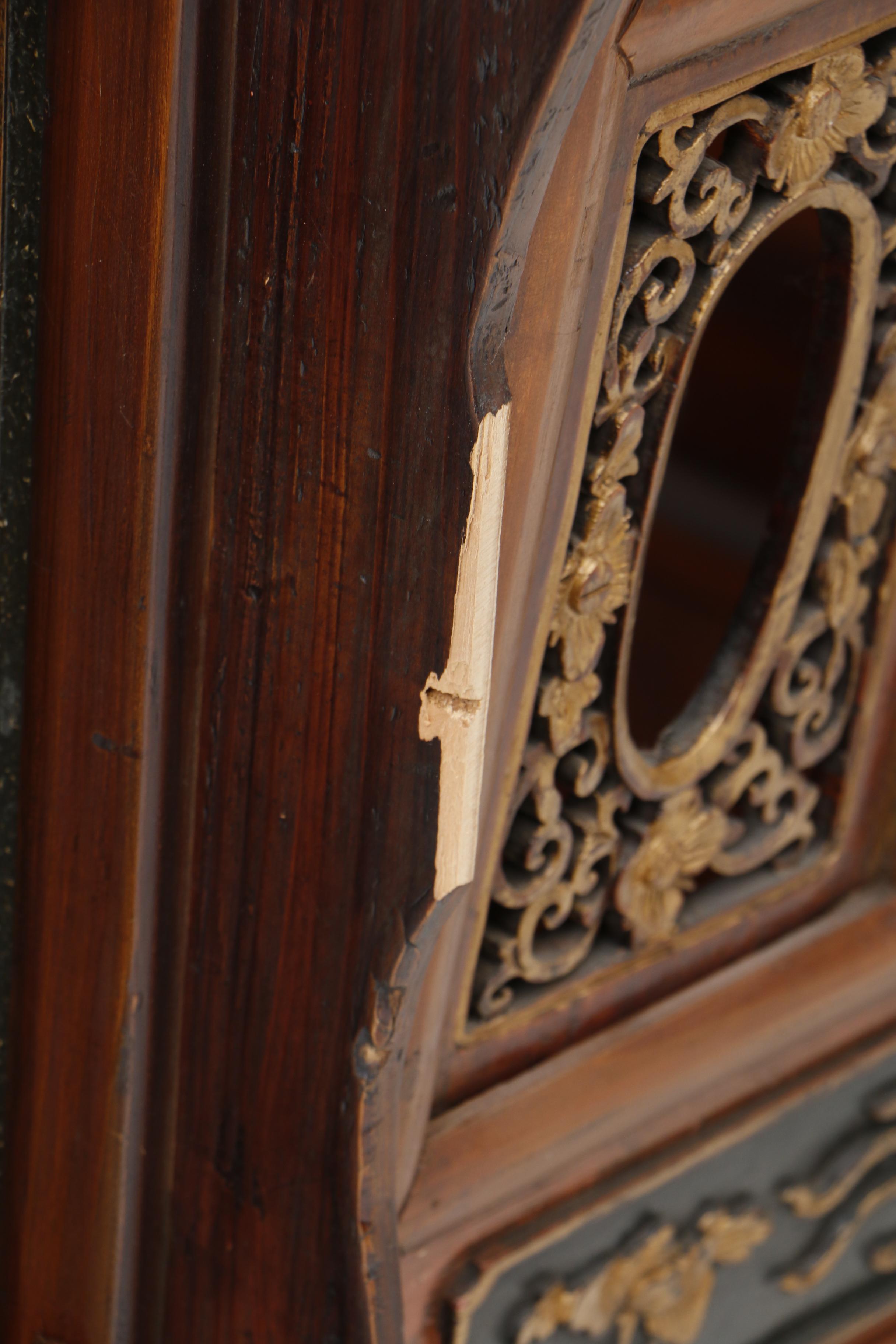 Chinese Painted and Carved Wood Bridal Sedan Chair, Qing Dynasty