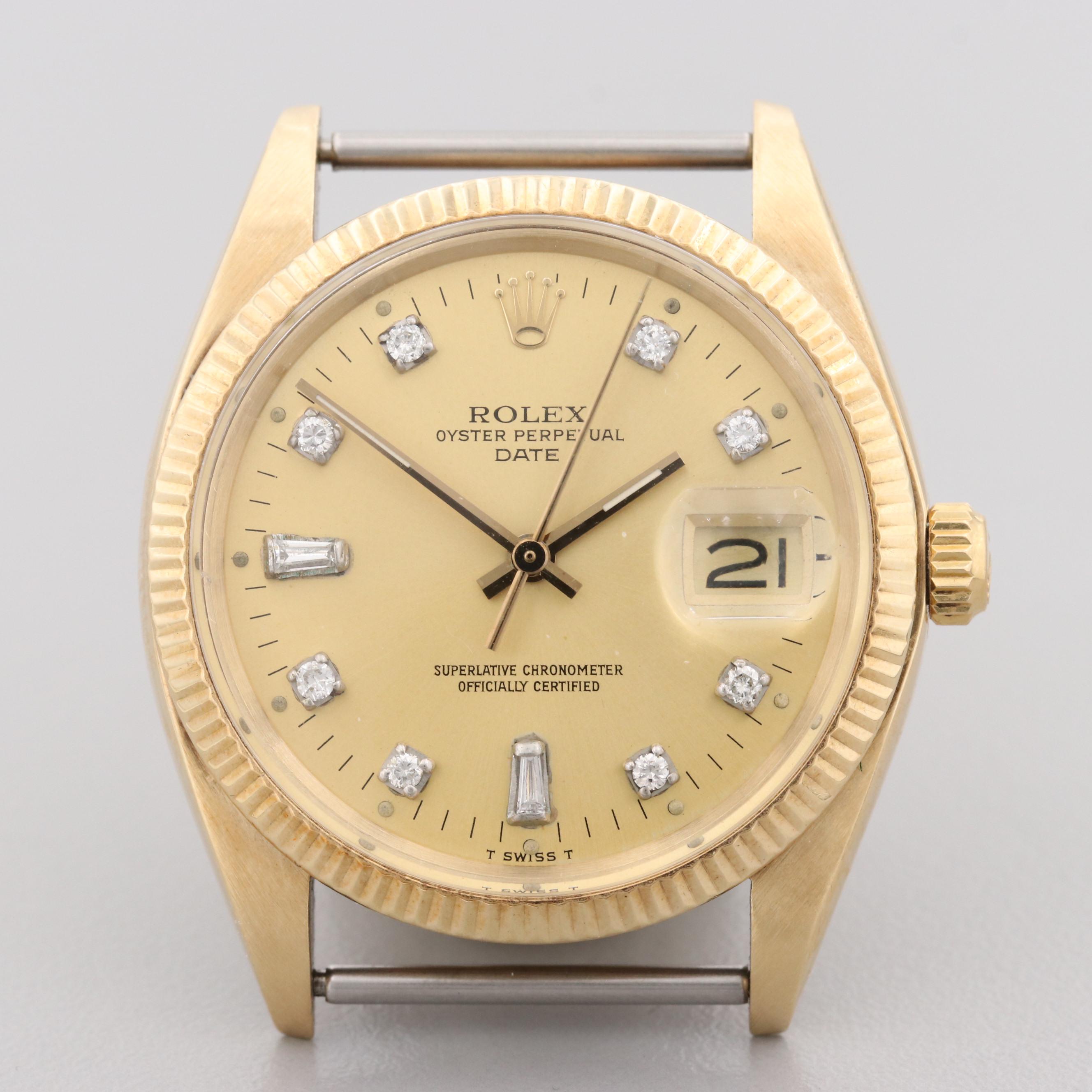 Rolex 14K Yellow Gold Watch With Diamond Dial, 1978