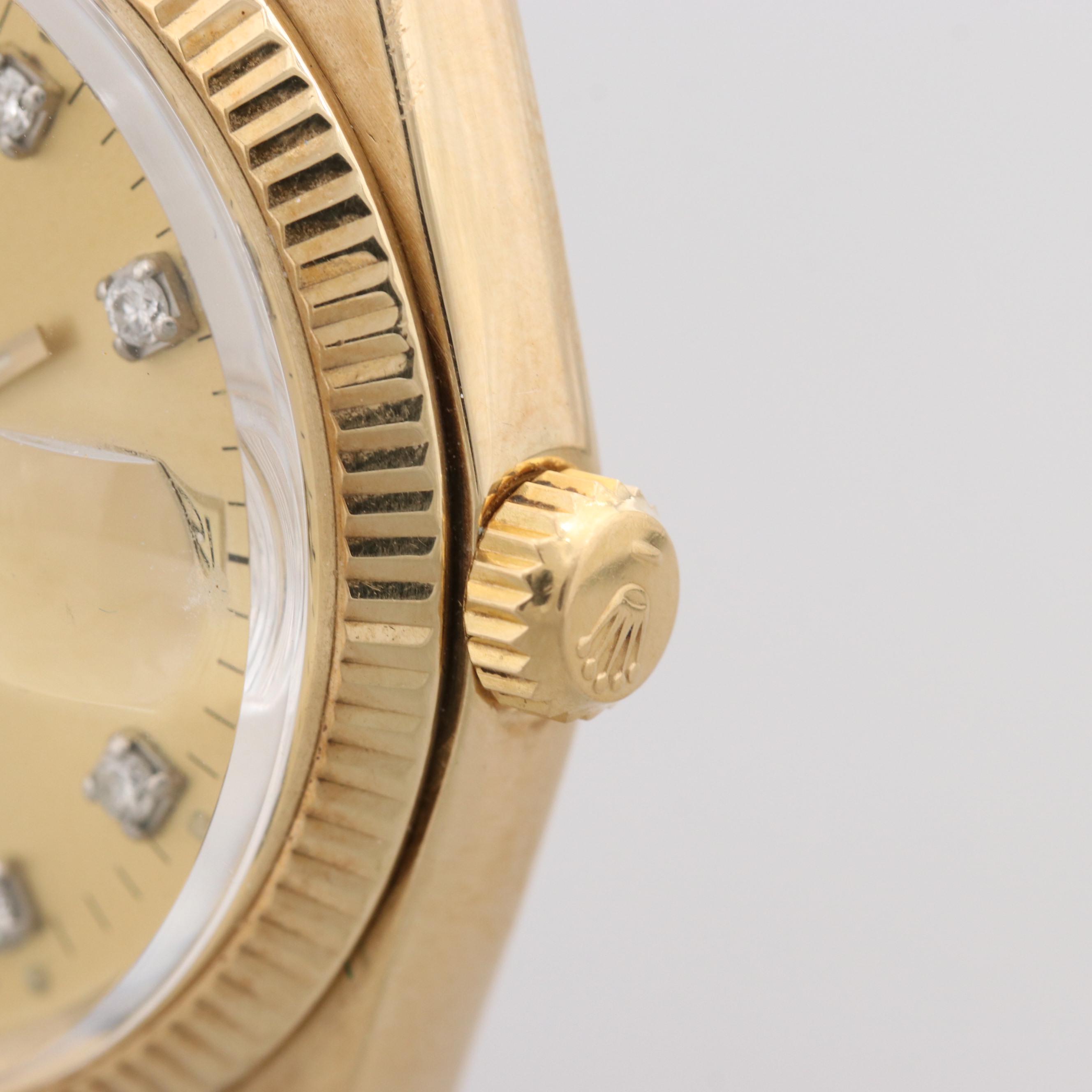 Rolex 14K Yellow Gold Watch With Diamond Dial, 1978