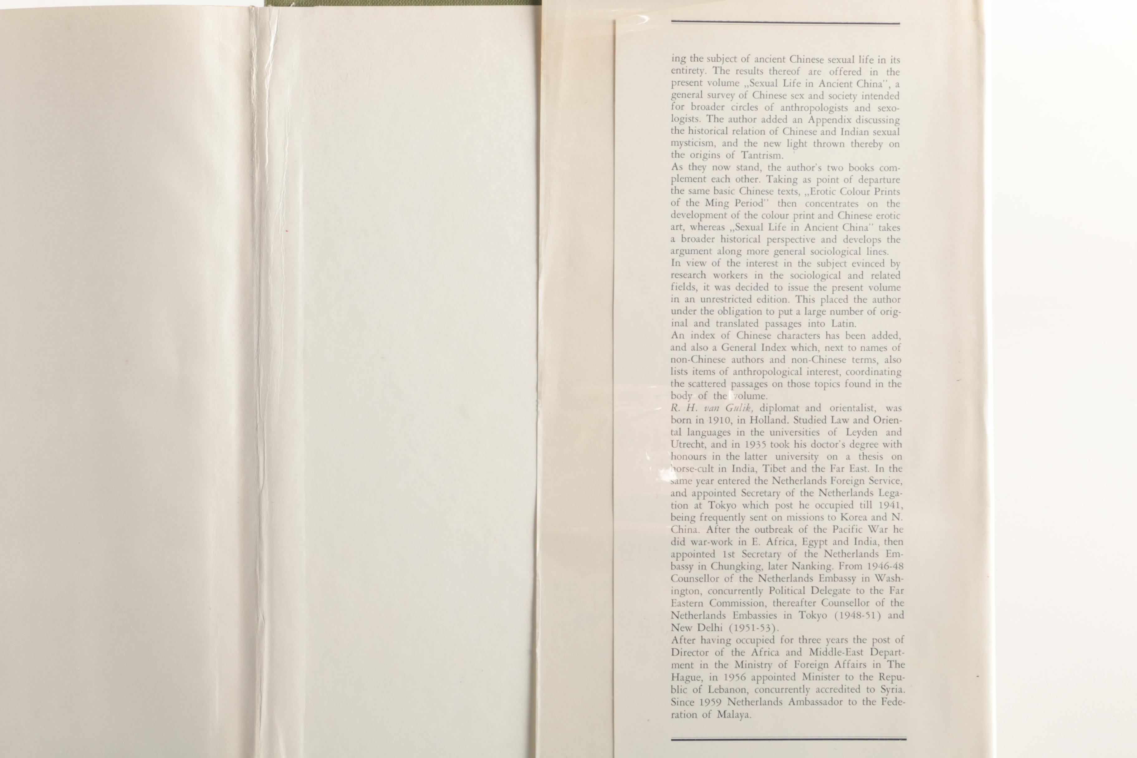 First Edition "Sexual Life in Ancient China" by R.H. Van Gulik