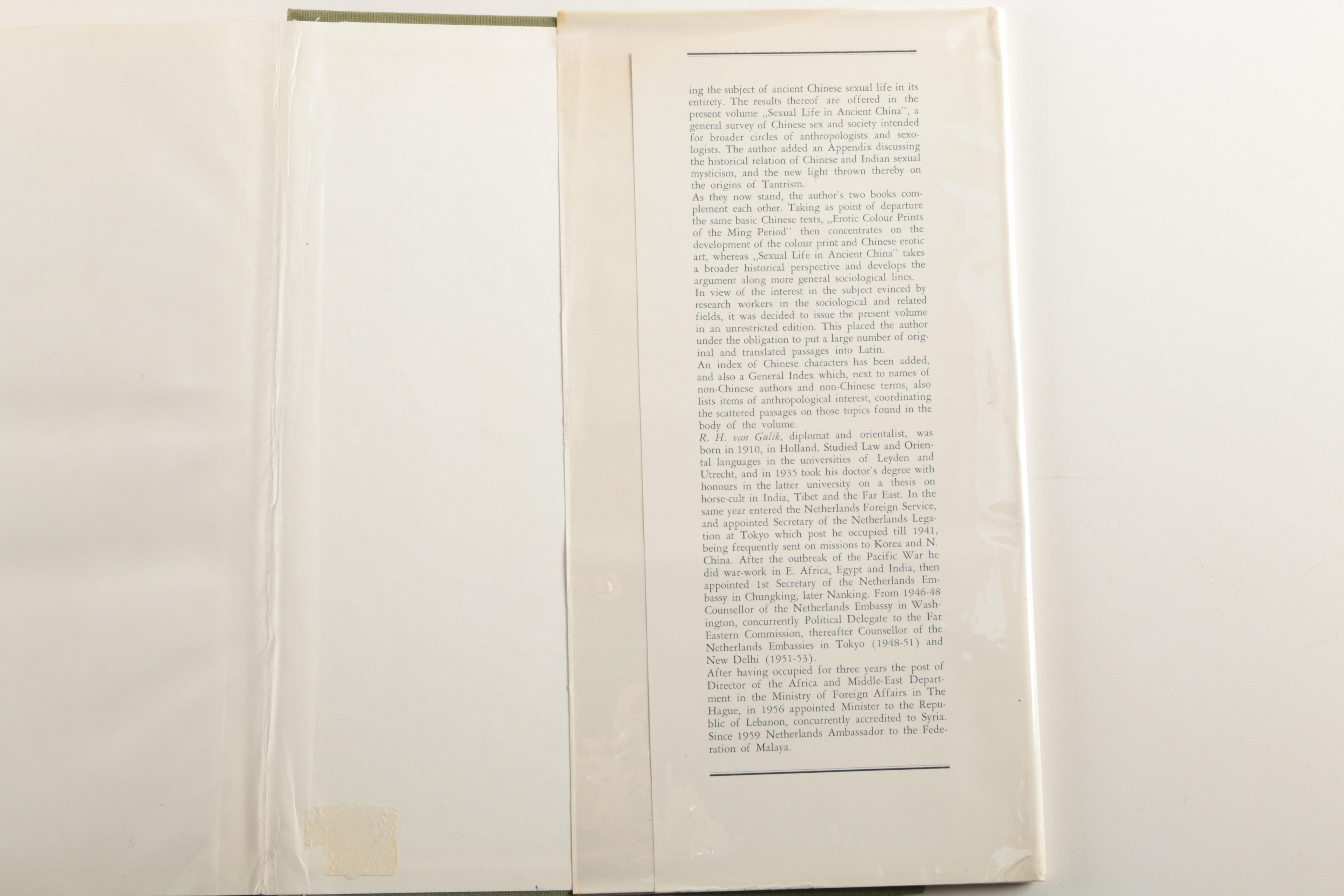 First Edition "Sexual Life in Ancient China" by R.H. Van Gulik
