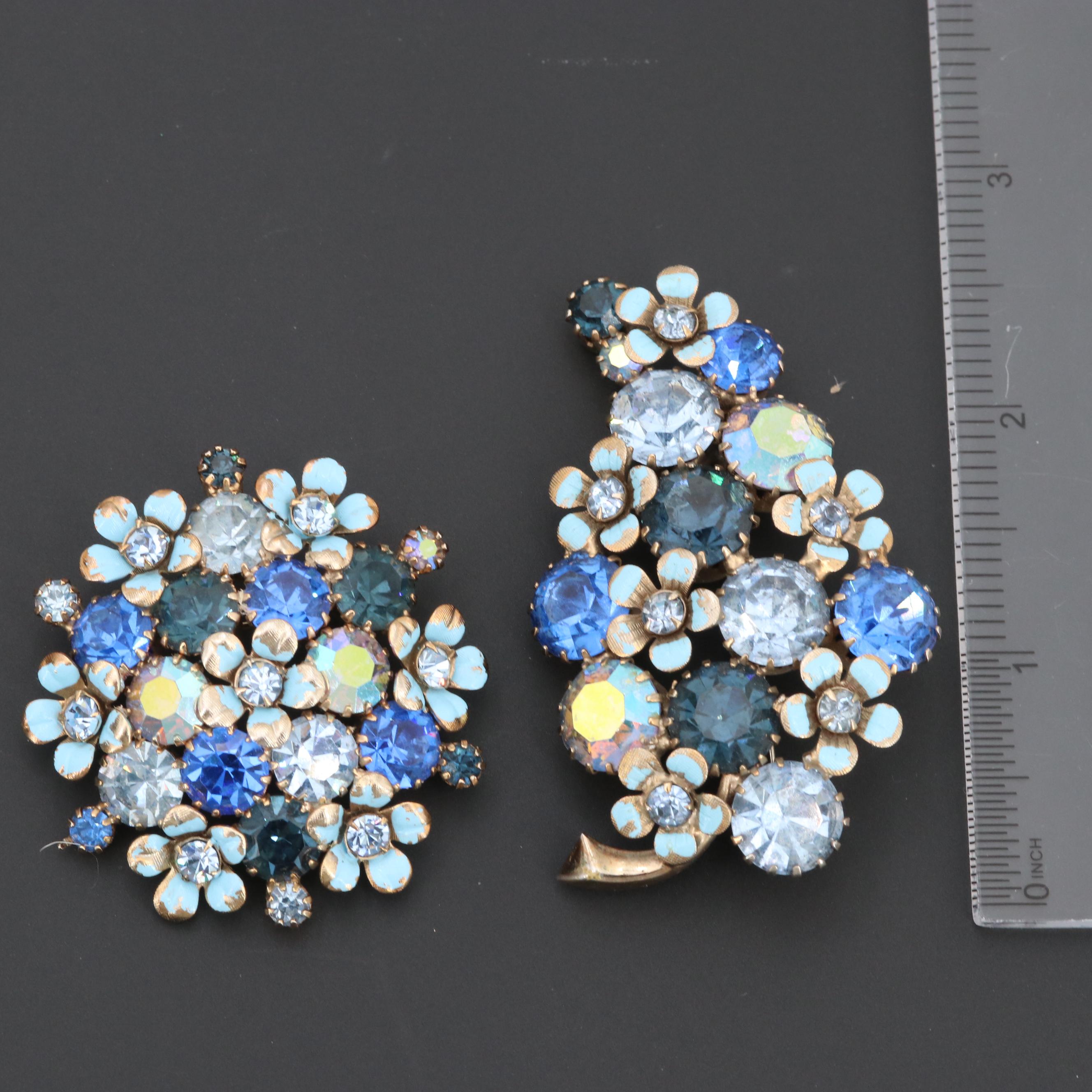 Vintage Weiss Costume Glass and Foilback Brooches and Earrings