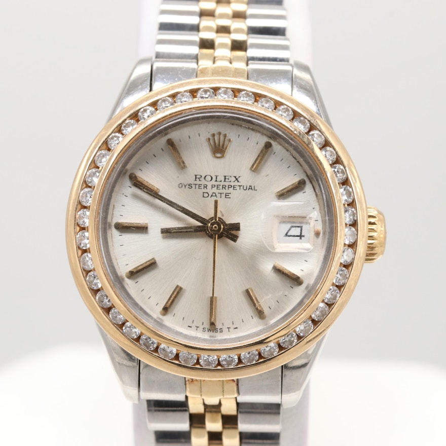 Rolex Stainless Steel and 14K Yellow Gold Diamond Wristwatch, 1979