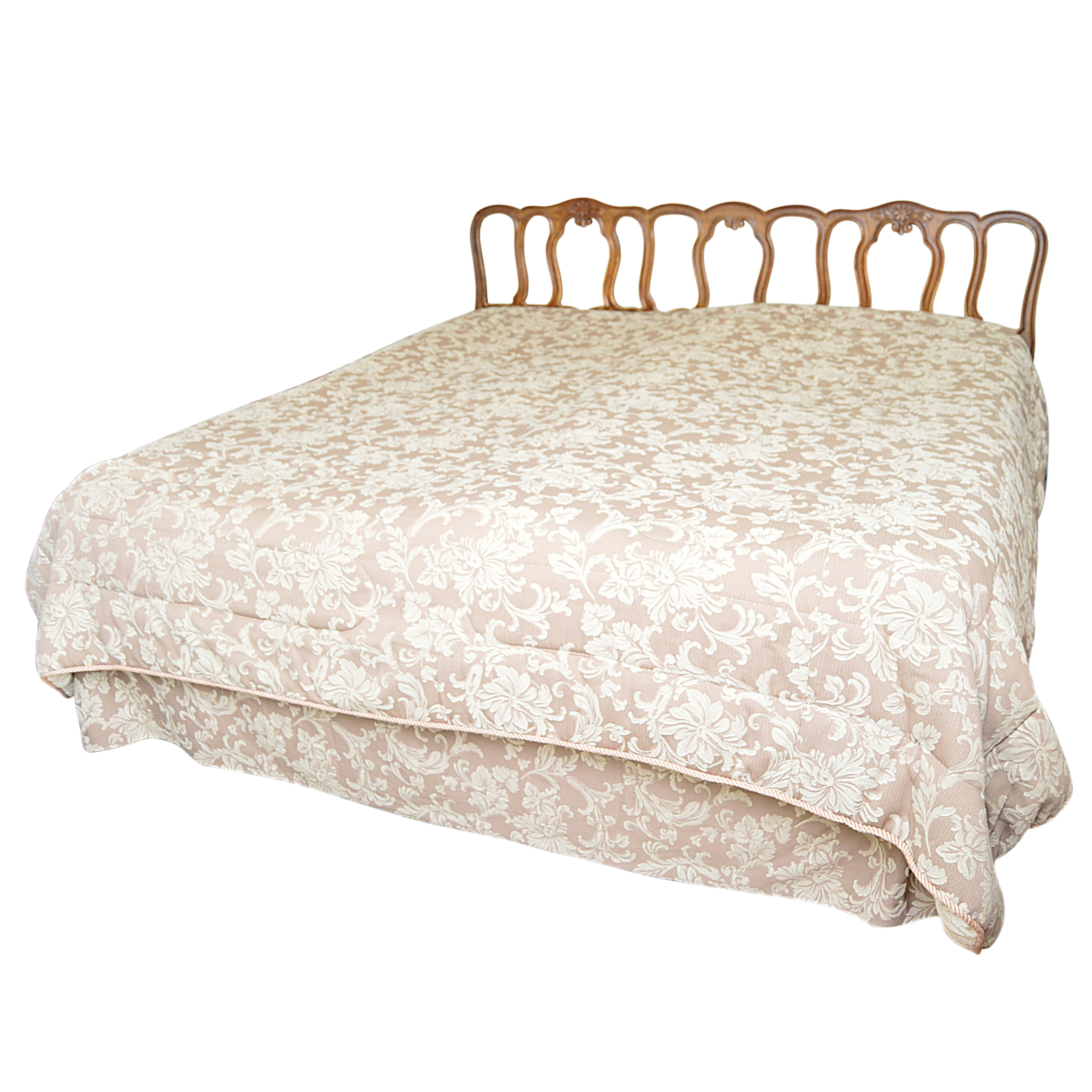 Henredon French Provincial Style King-Sized Headboard with Bed Coverlet Set