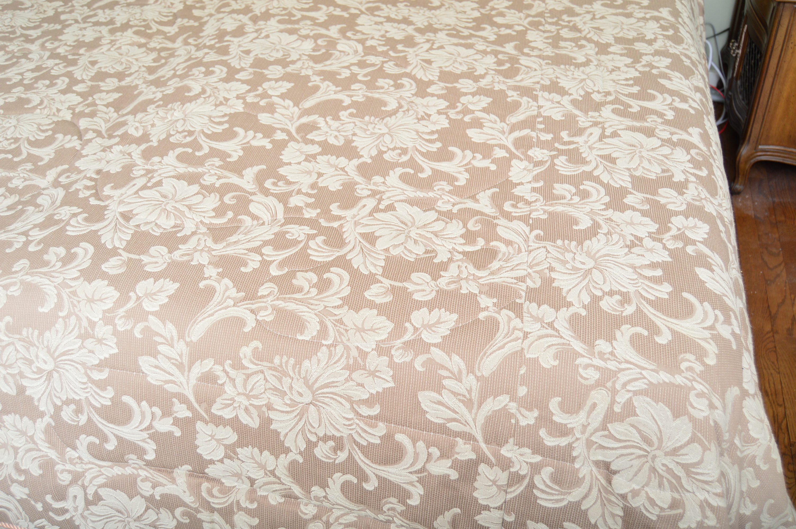 Henredon French Provincial Style King-Sized Headboard with Bed Coverlet Set