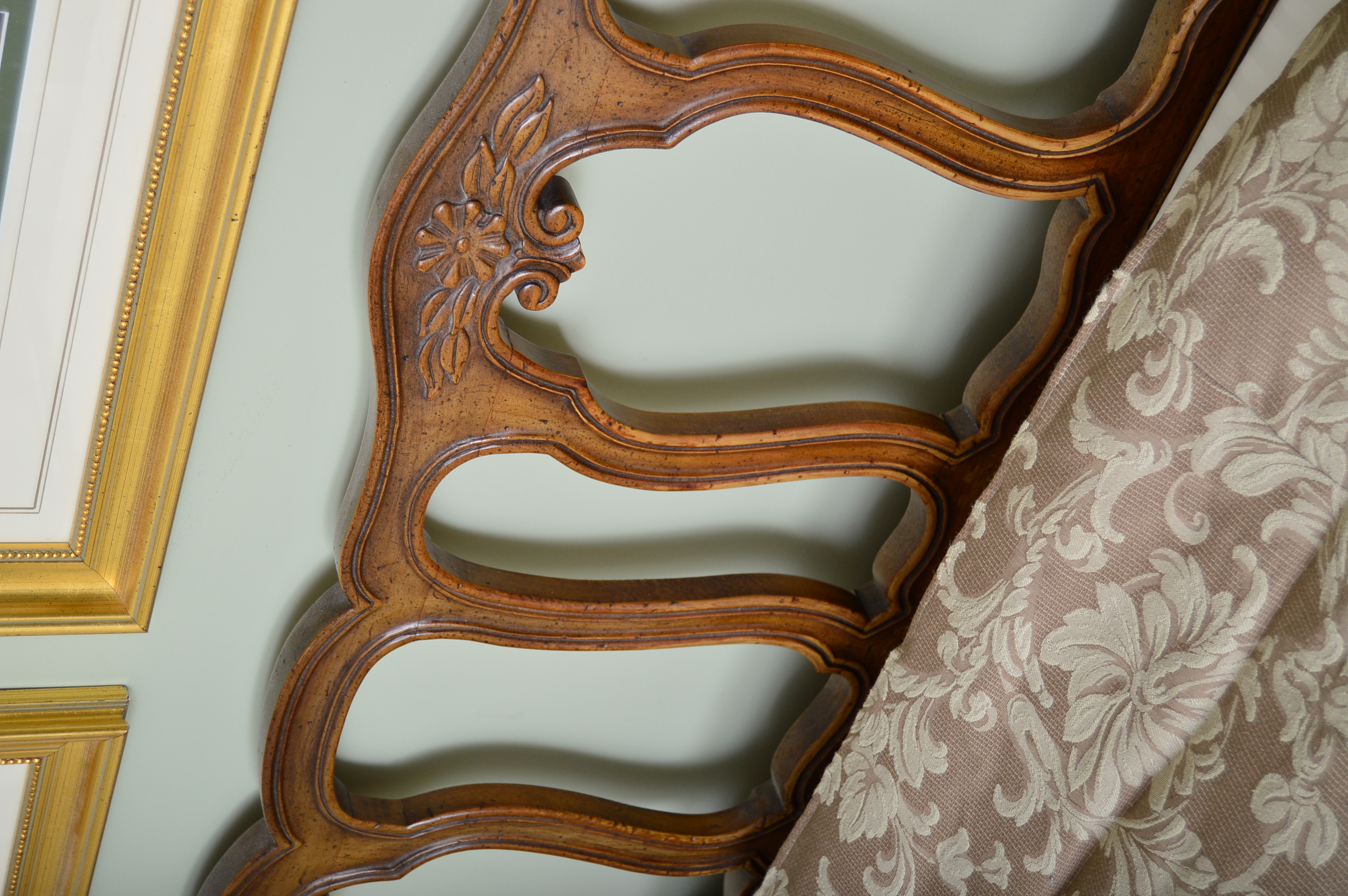 Henredon French Provincial Style King-Sized Headboard with Bed Coverlet Set