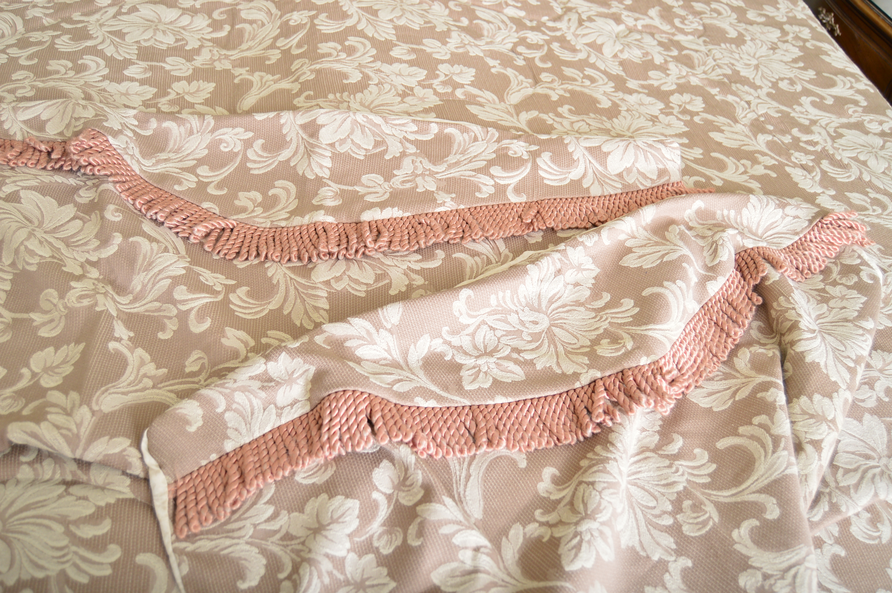 Henredon French Provincial Style King-Sized Headboard with Bed Coverlet Set