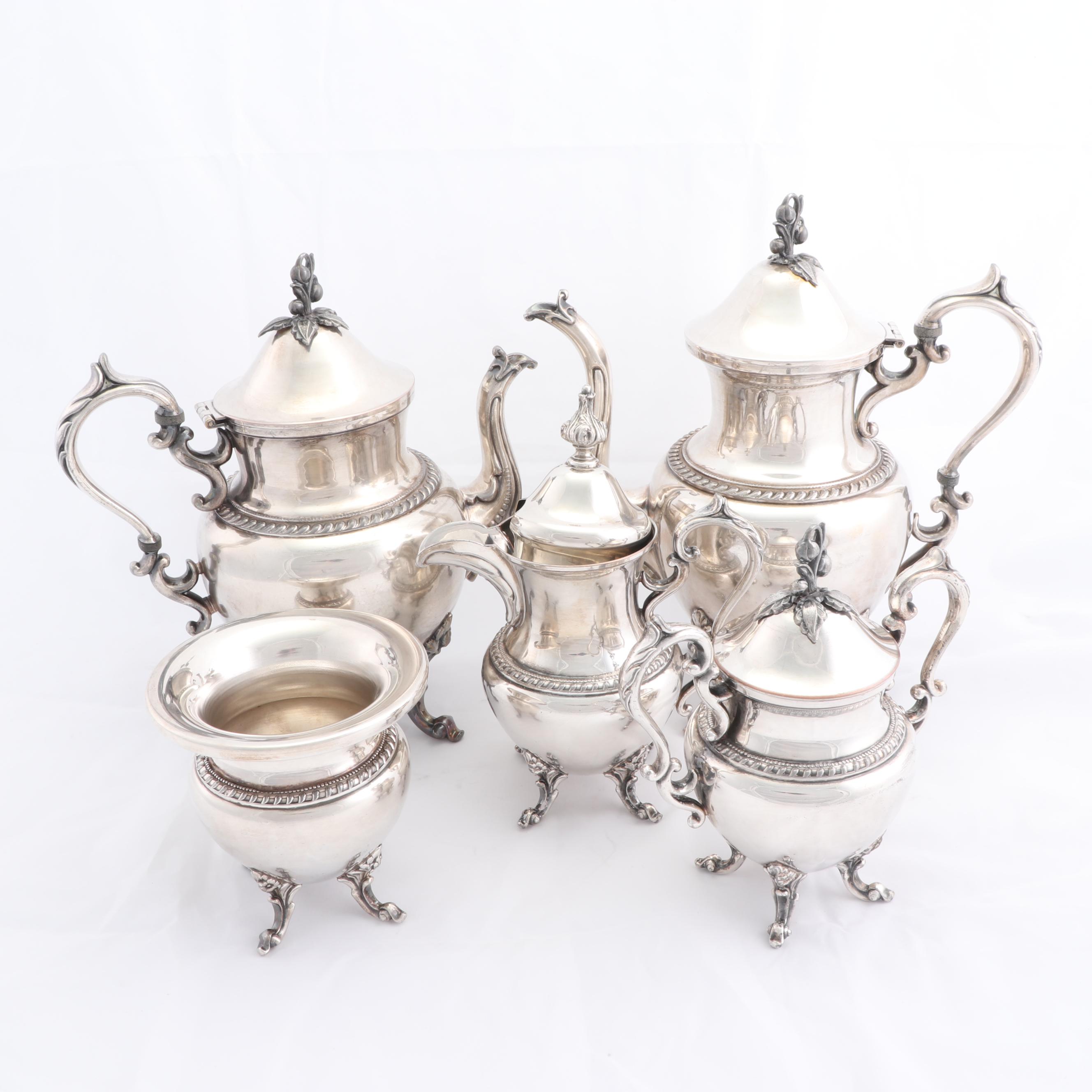 Goldfelder Silver Co. Silver Plate Tea and Coffee Service Set, Mid-Century