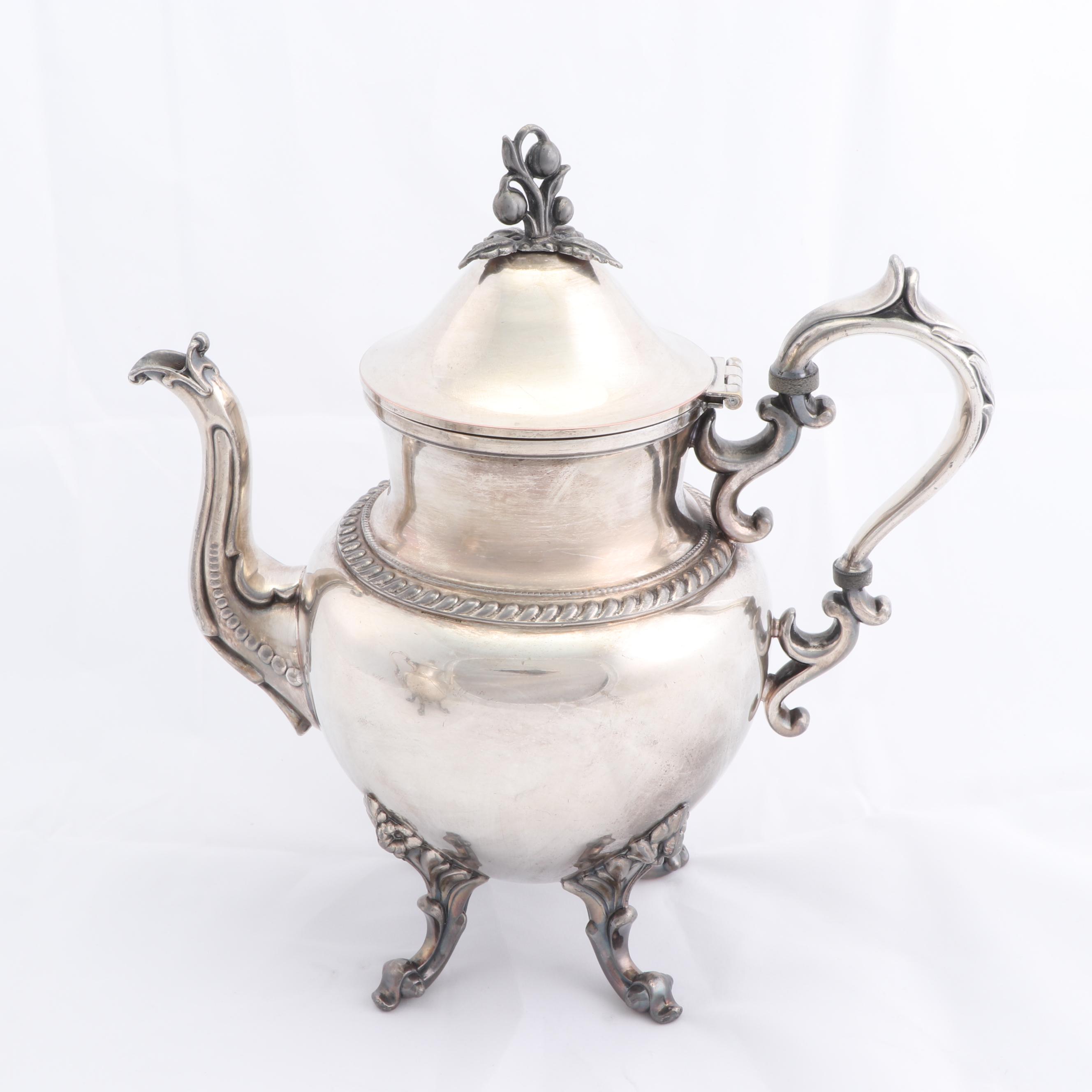 Goldfelder Silver Co. Silver Plate Tea and Coffee Service Set, Mid-Century