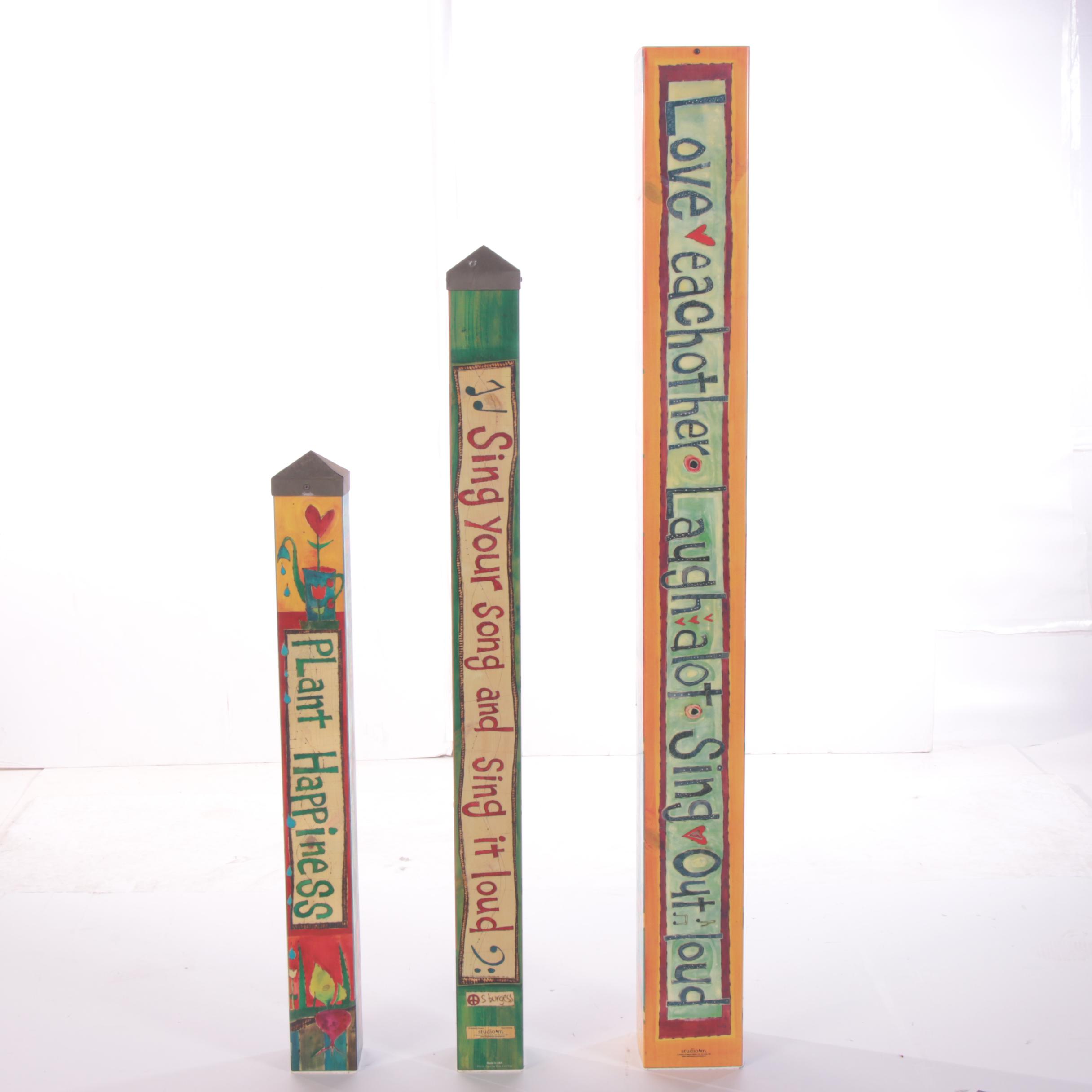 Studio M Garden Art Poles Featuring "Feed the Birds" and "Plant Happiness"
