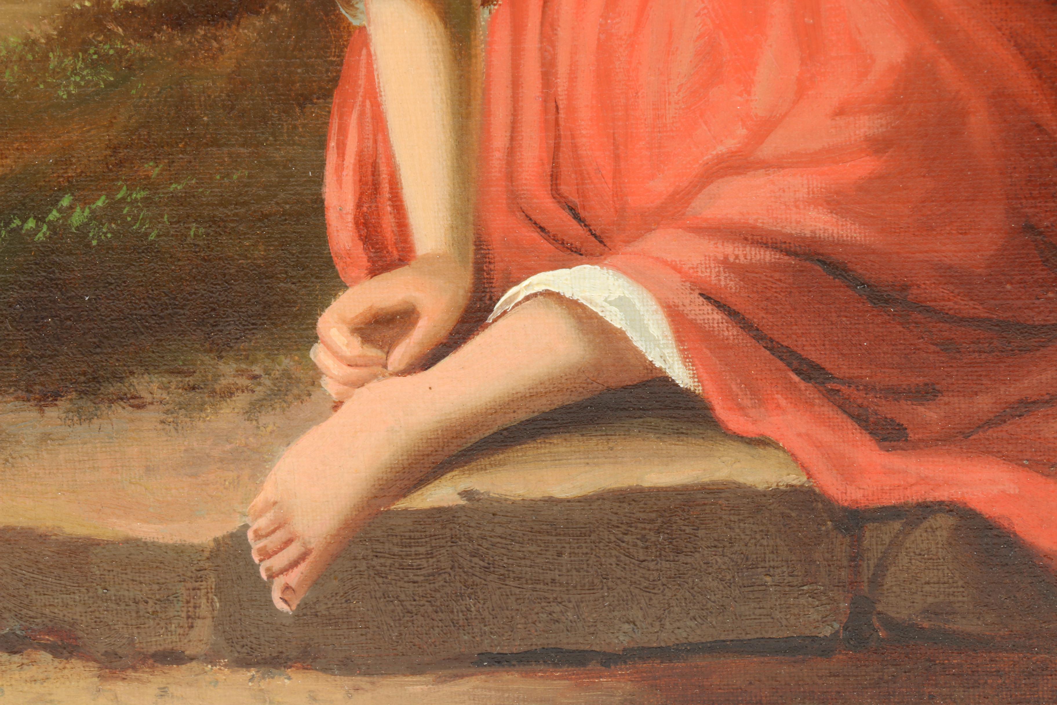 Circa 1870 Italian Romantic Genre Oil Painting