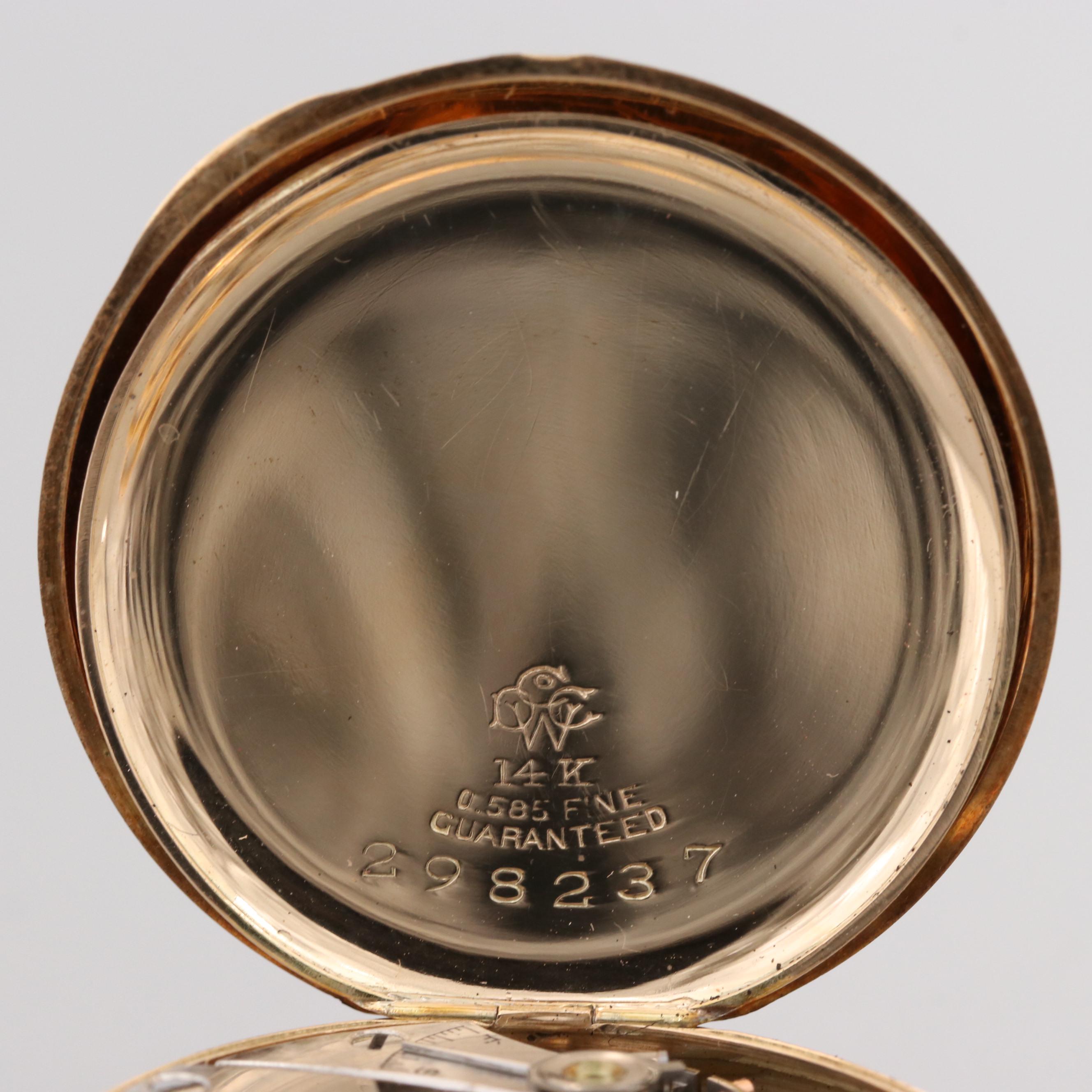 Waltham 10K and 14K Yellow Gold Pocket Watch Pin, Circa 1904