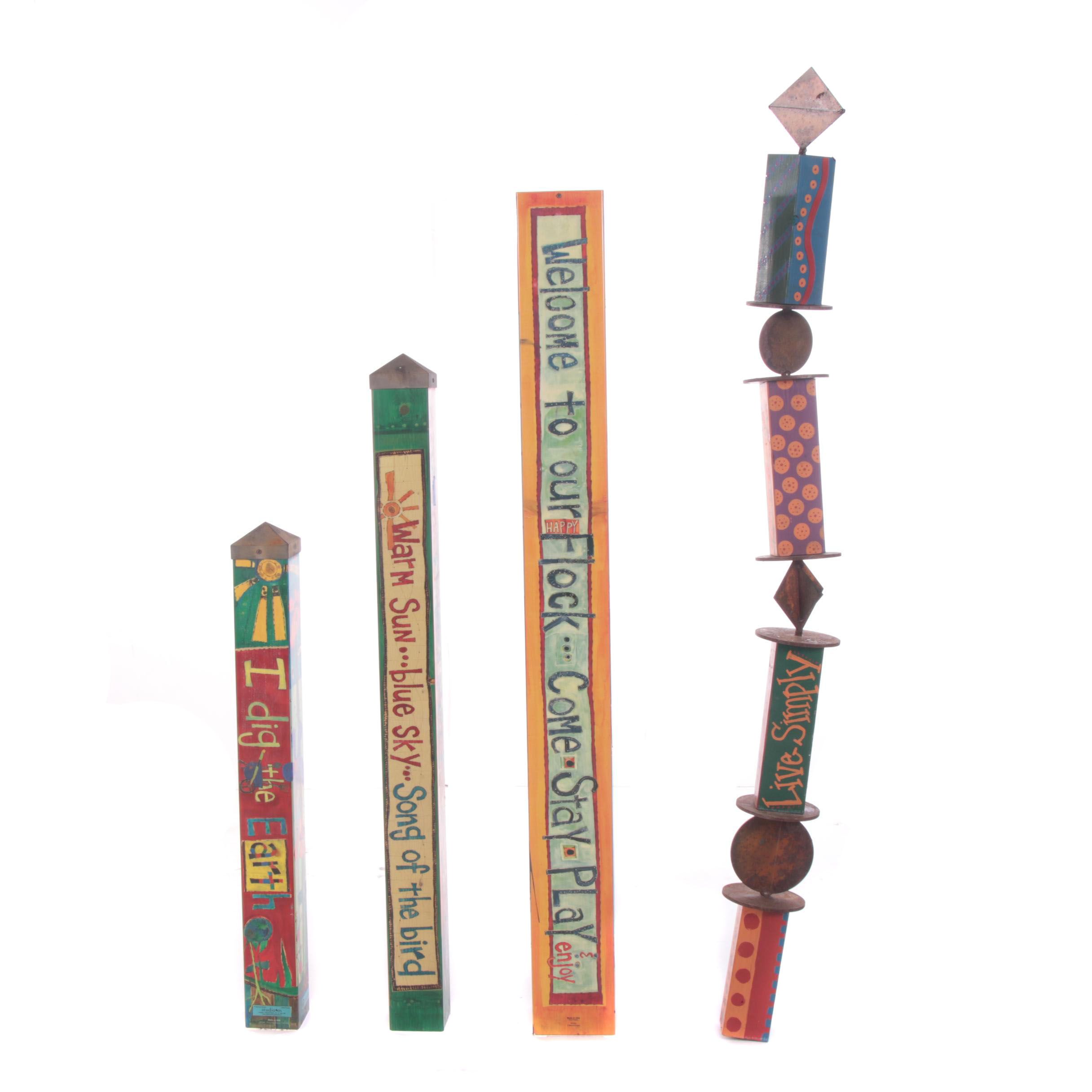 Studio M Garden Art Poles Featuring "Feed the Birds" and "Plant Happiness"