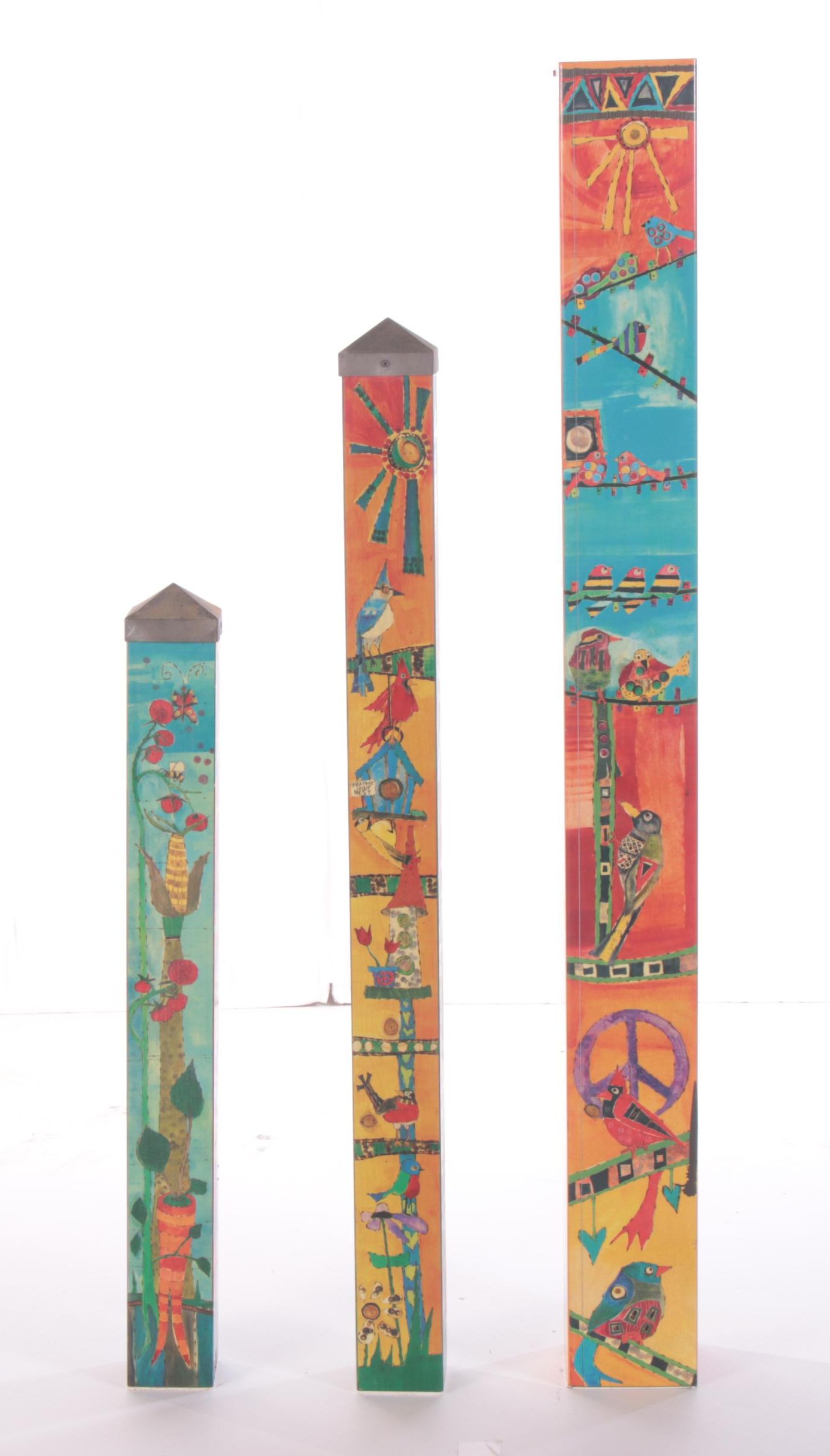 Studio M Garden Art Poles Featuring "Feed the Birds" and "Plant Happiness"