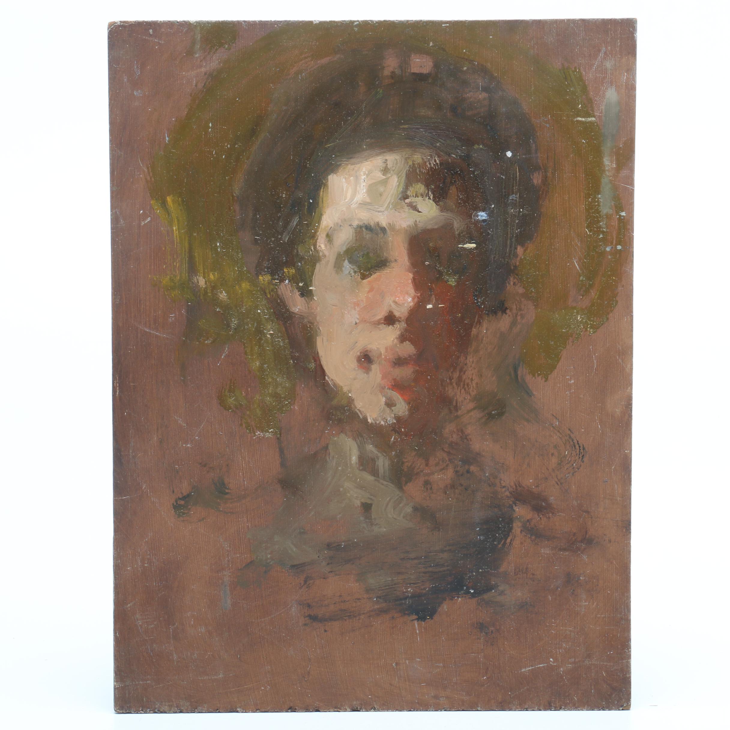 Mid-Century Alla Prima Oil Portrait Paintings