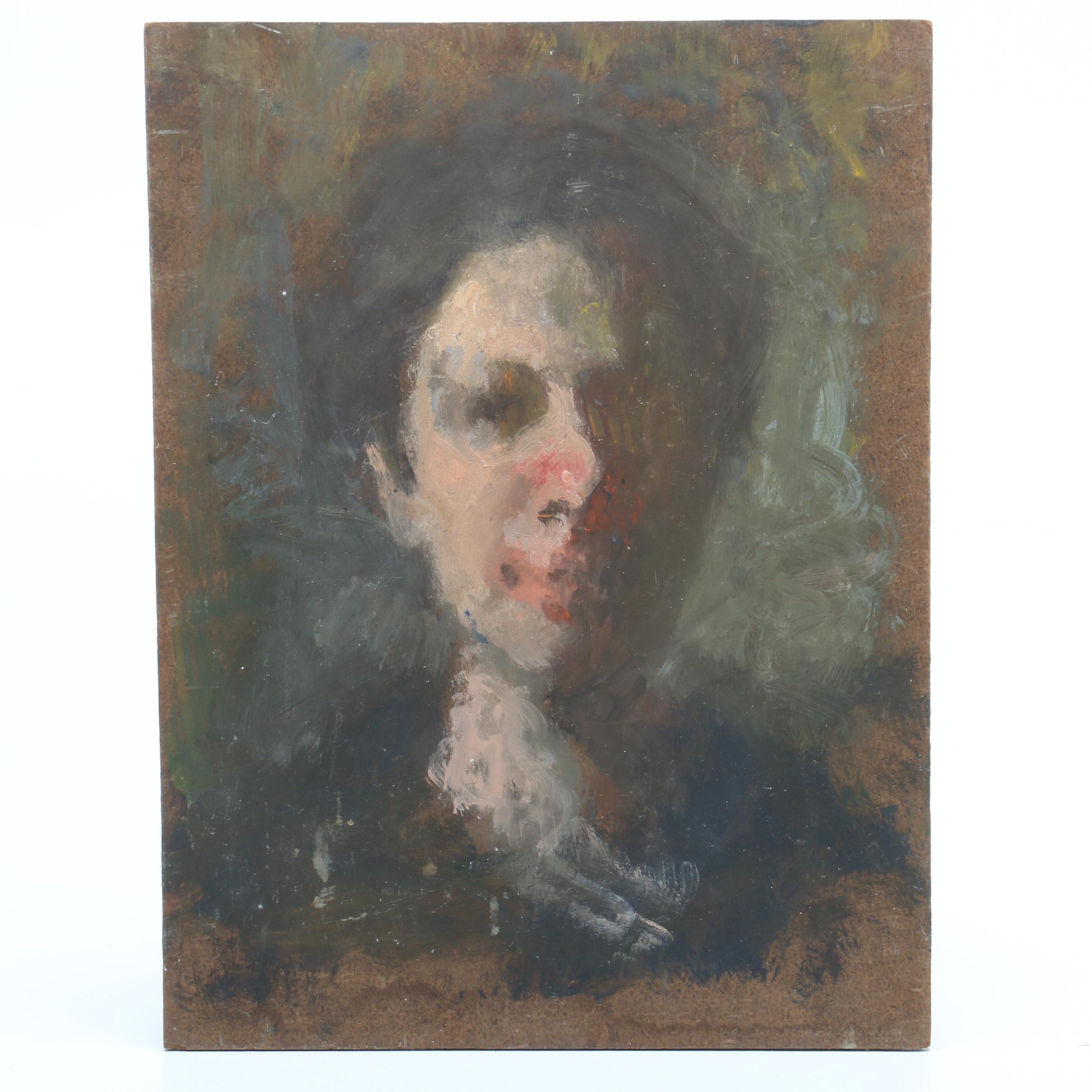 Mid-Century Alla Prima Oil Portrait Paintings