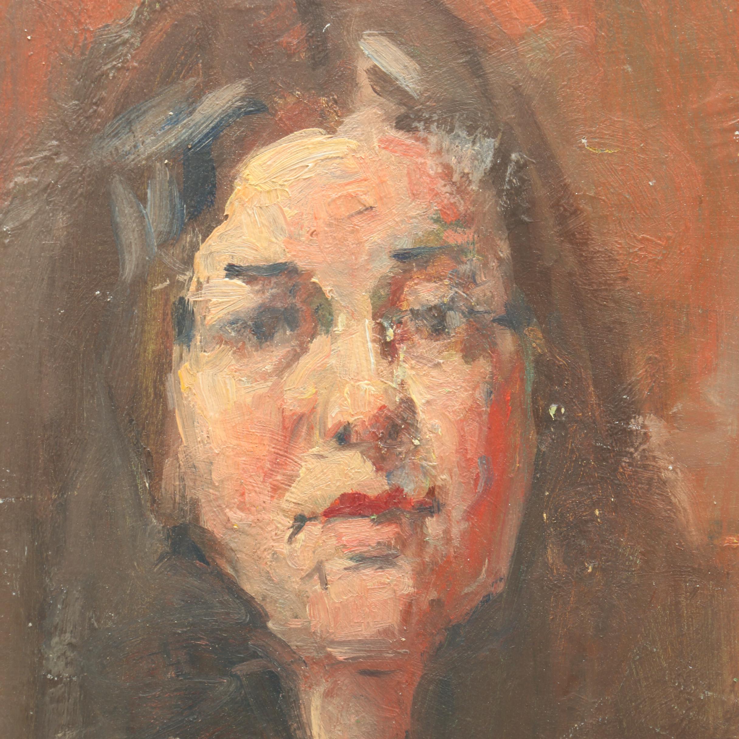 Mid-Century Alla Prima Oil Portrait Paintings