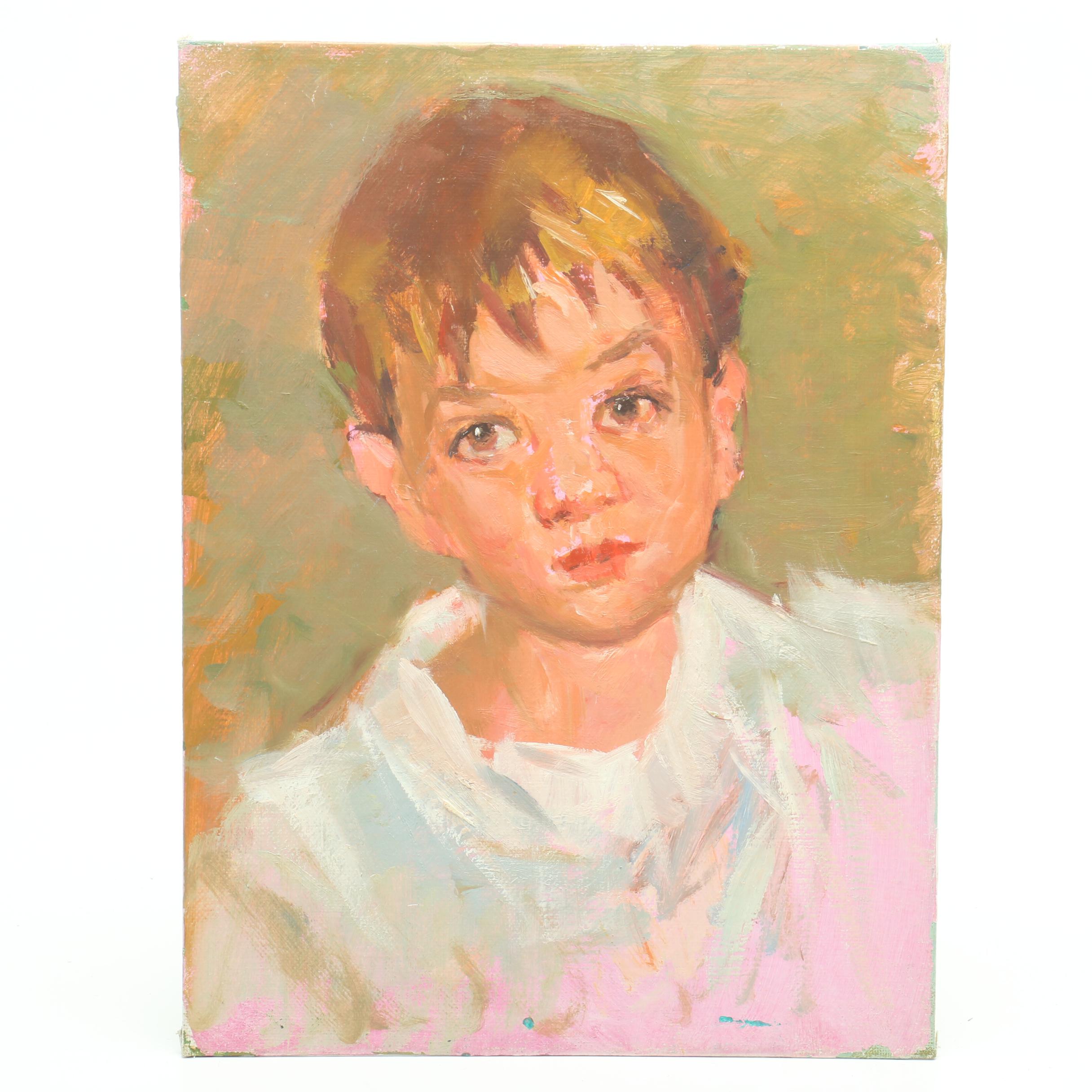 Mid-Century Alla Prima Oil Portrait Paintings