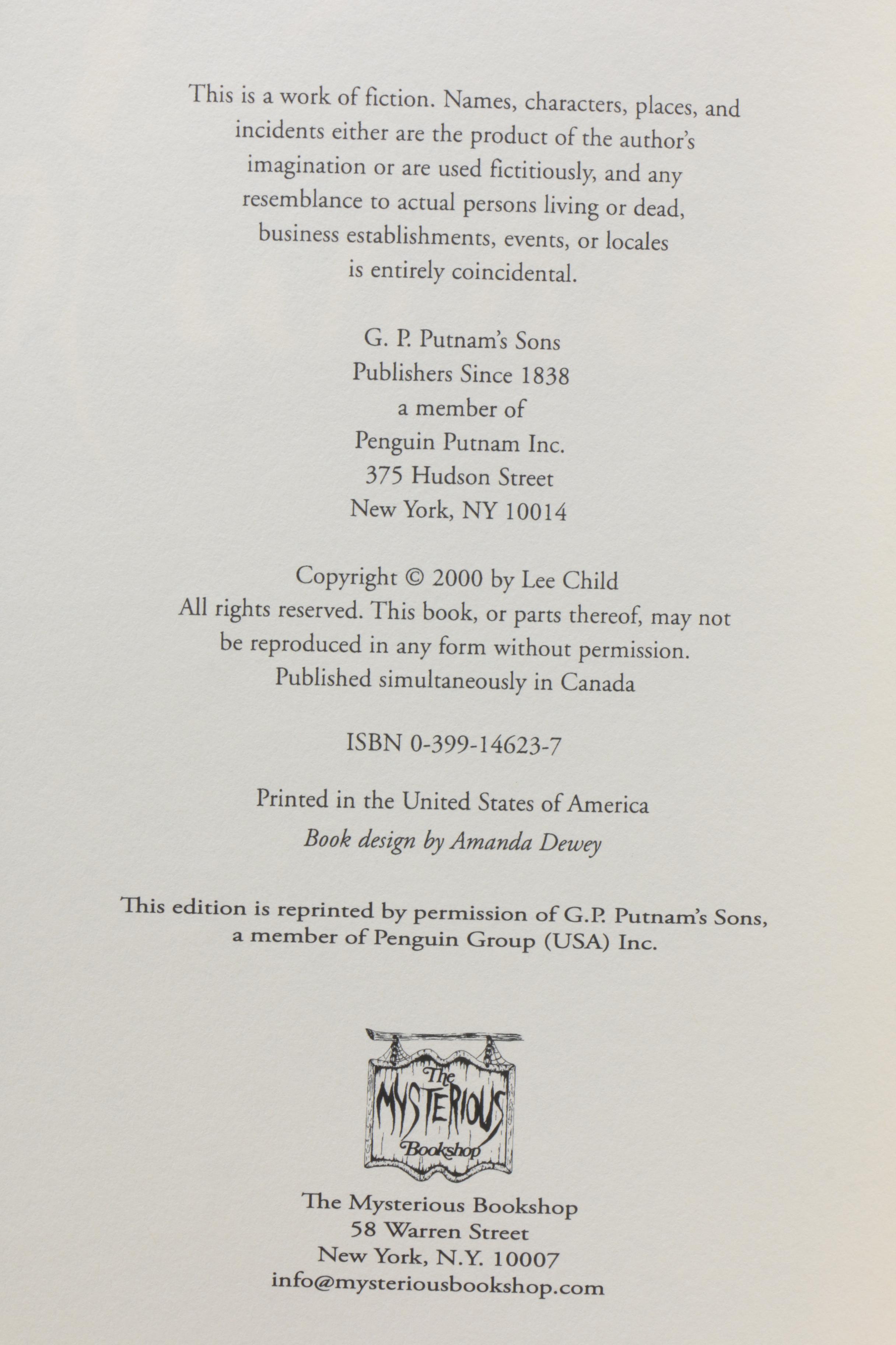 Signed Limited Edition Lee Child Books Published by The Mysterious Bookshop