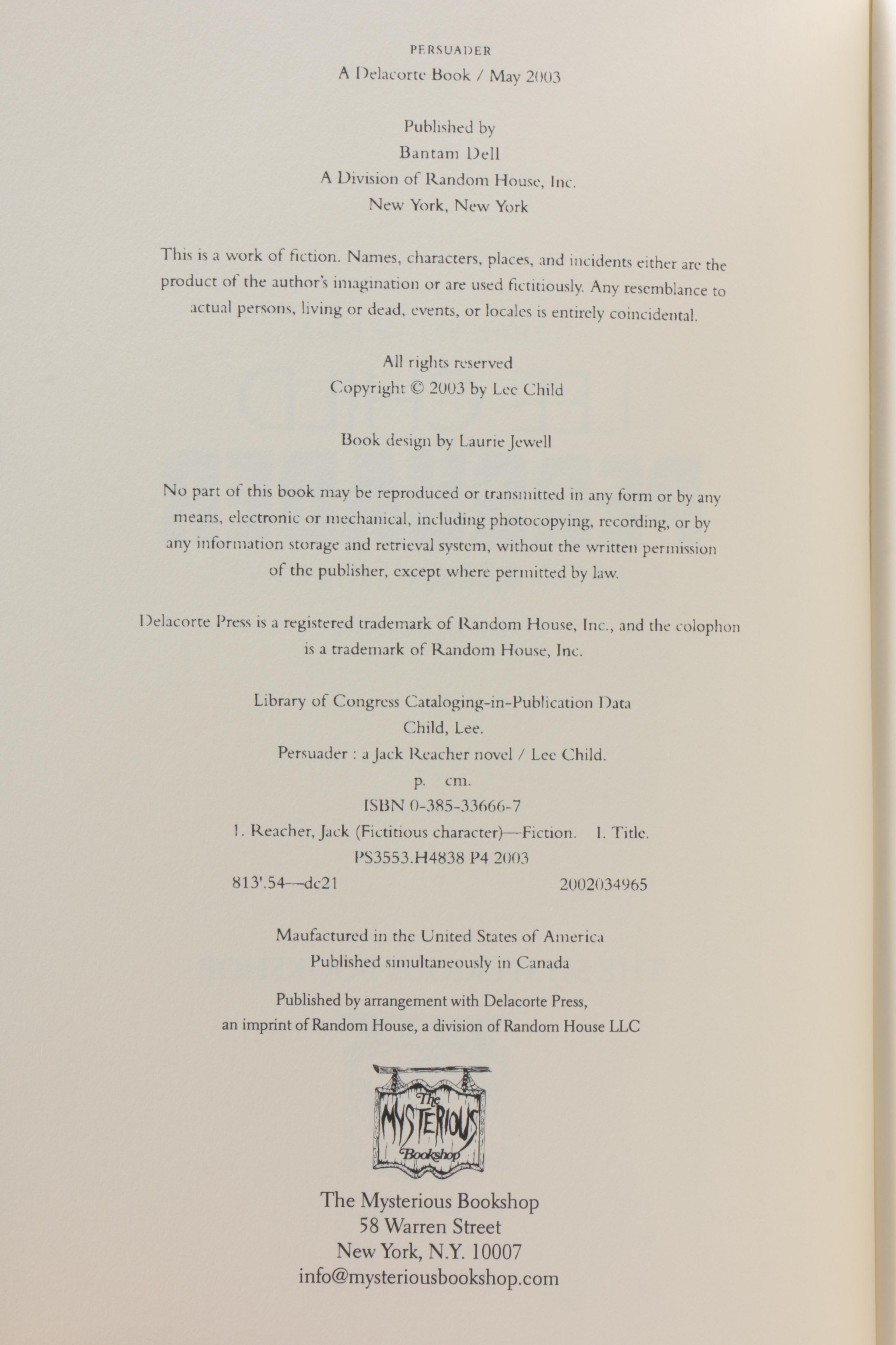 Signed Limited Edition Lee Child Books Published by The Mysterious Bookshop