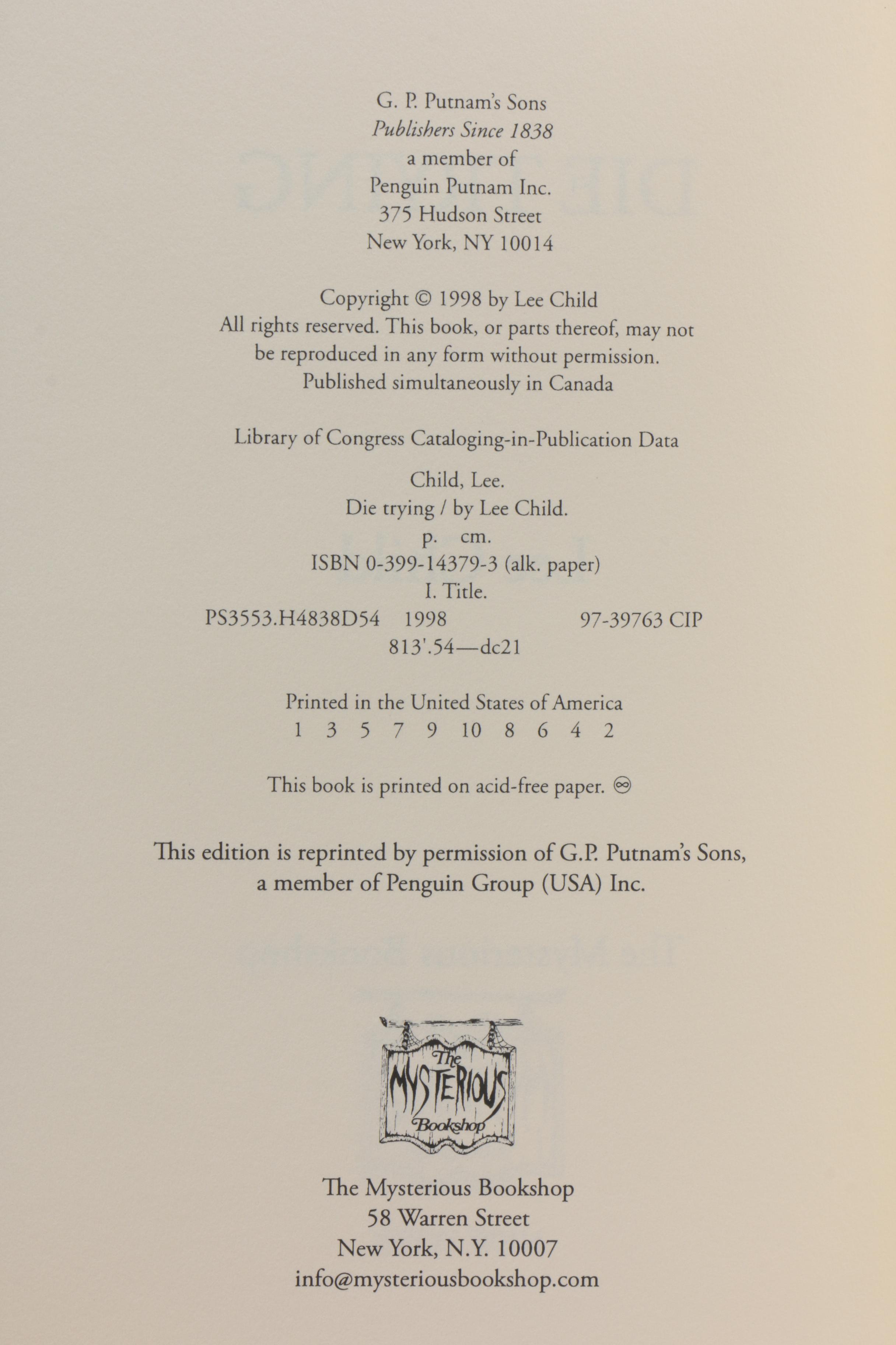 Signed Limited Edition Lee Child Books Published by The Mysterious Bookshop