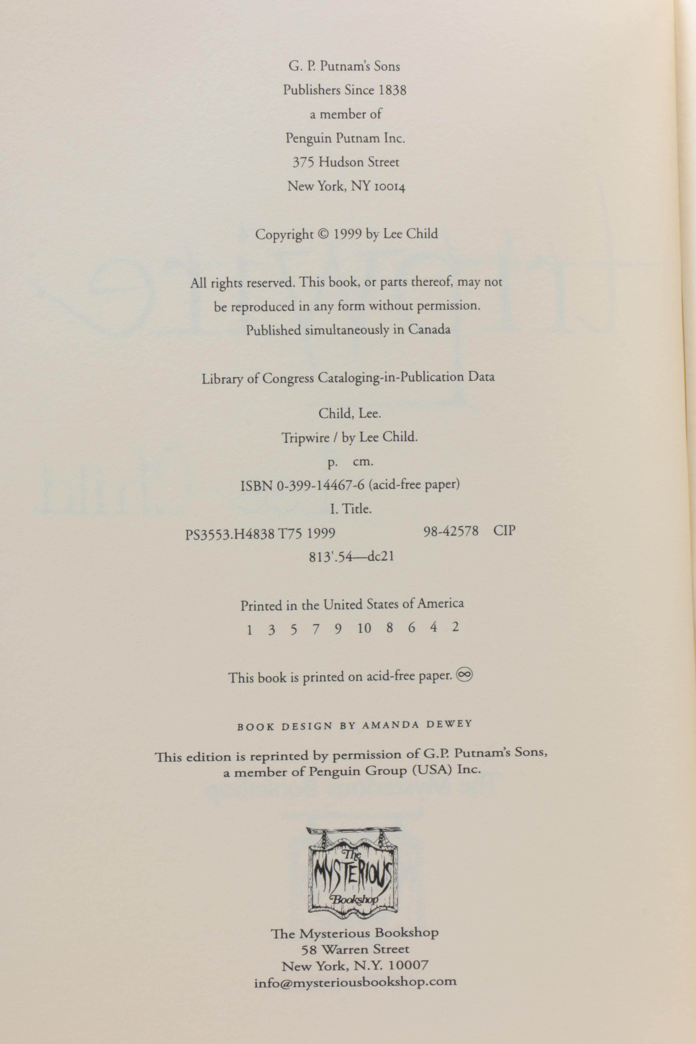 Signed Limited Edition Lee Child Books Published by The Mysterious Bookshop