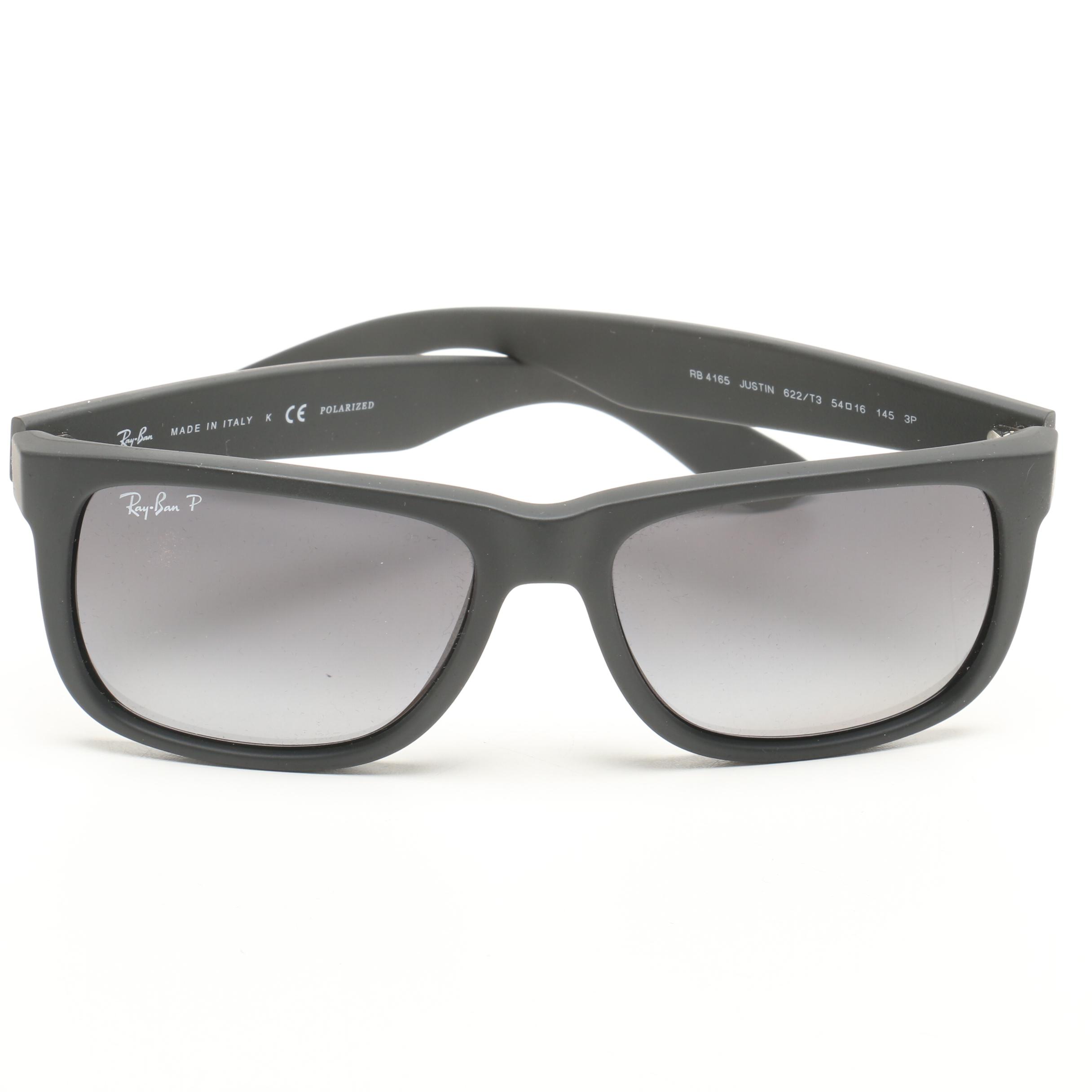 Ray-Ban Black Justin Polarized Sunglasses with Case, Made in Italy