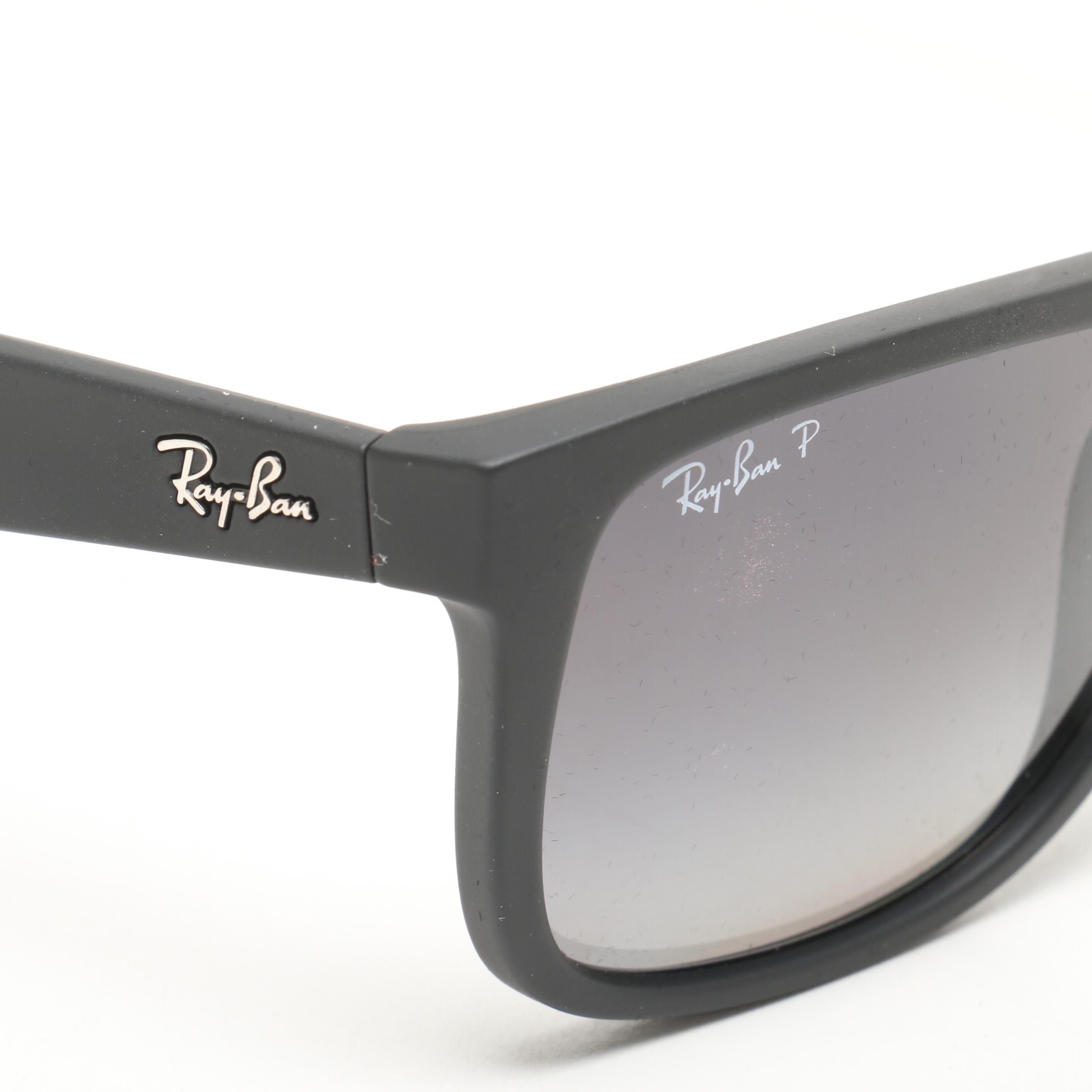 Ray-Ban Black Justin Polarized Sunglasses with Case, Made in Italy