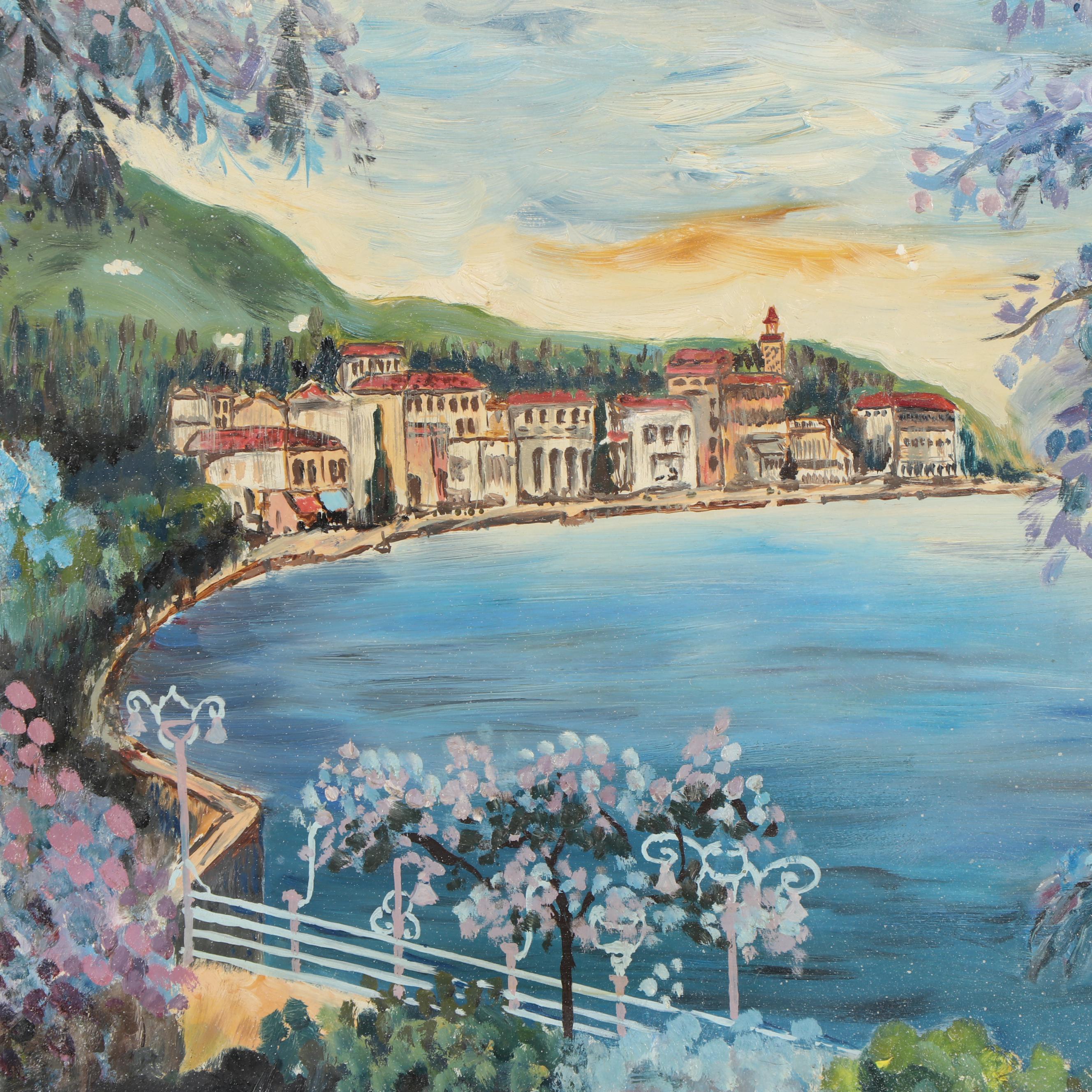 D. A. Thomsom Oil Painting of Seaside City