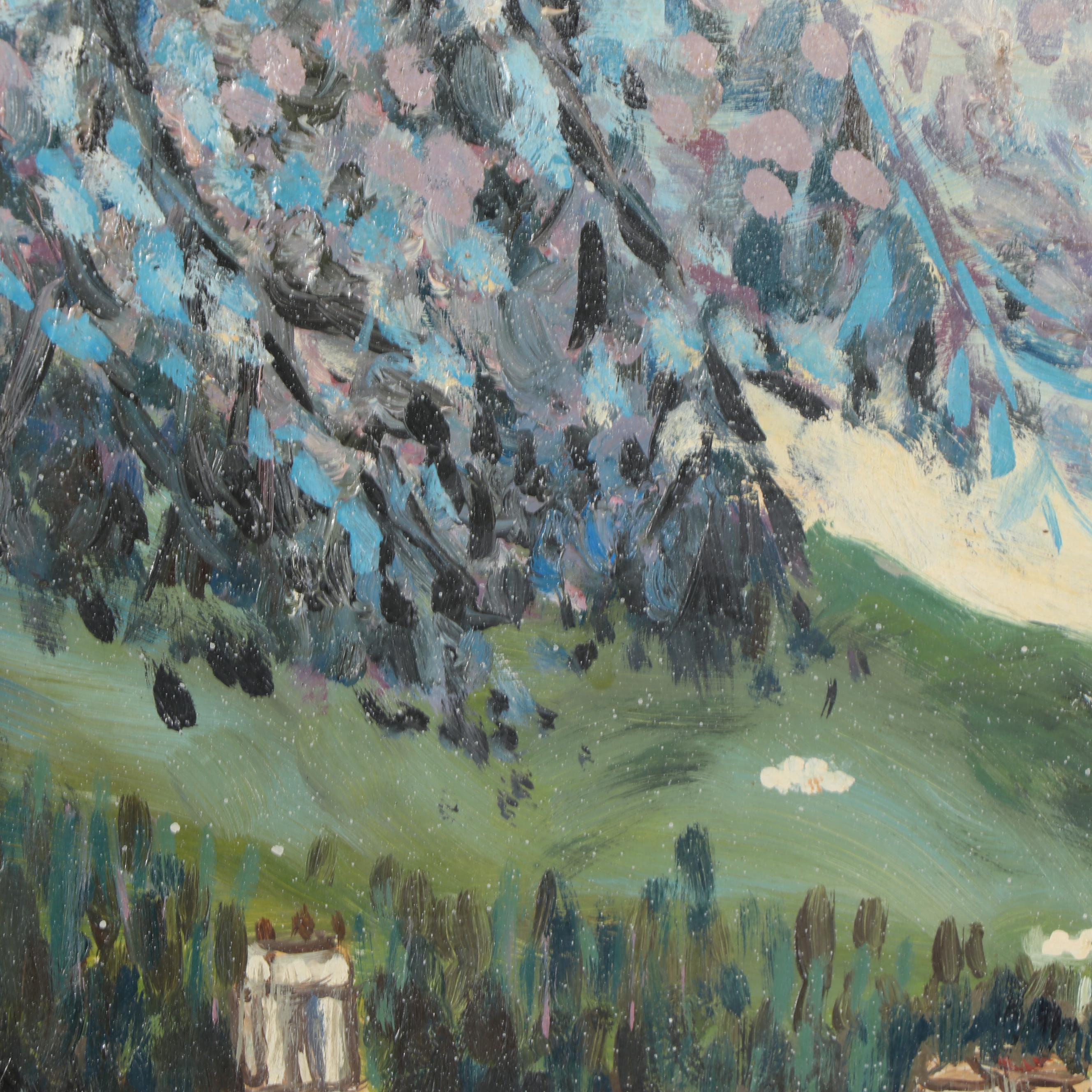 D. A. Thomsom Oil Painting of Seaside City