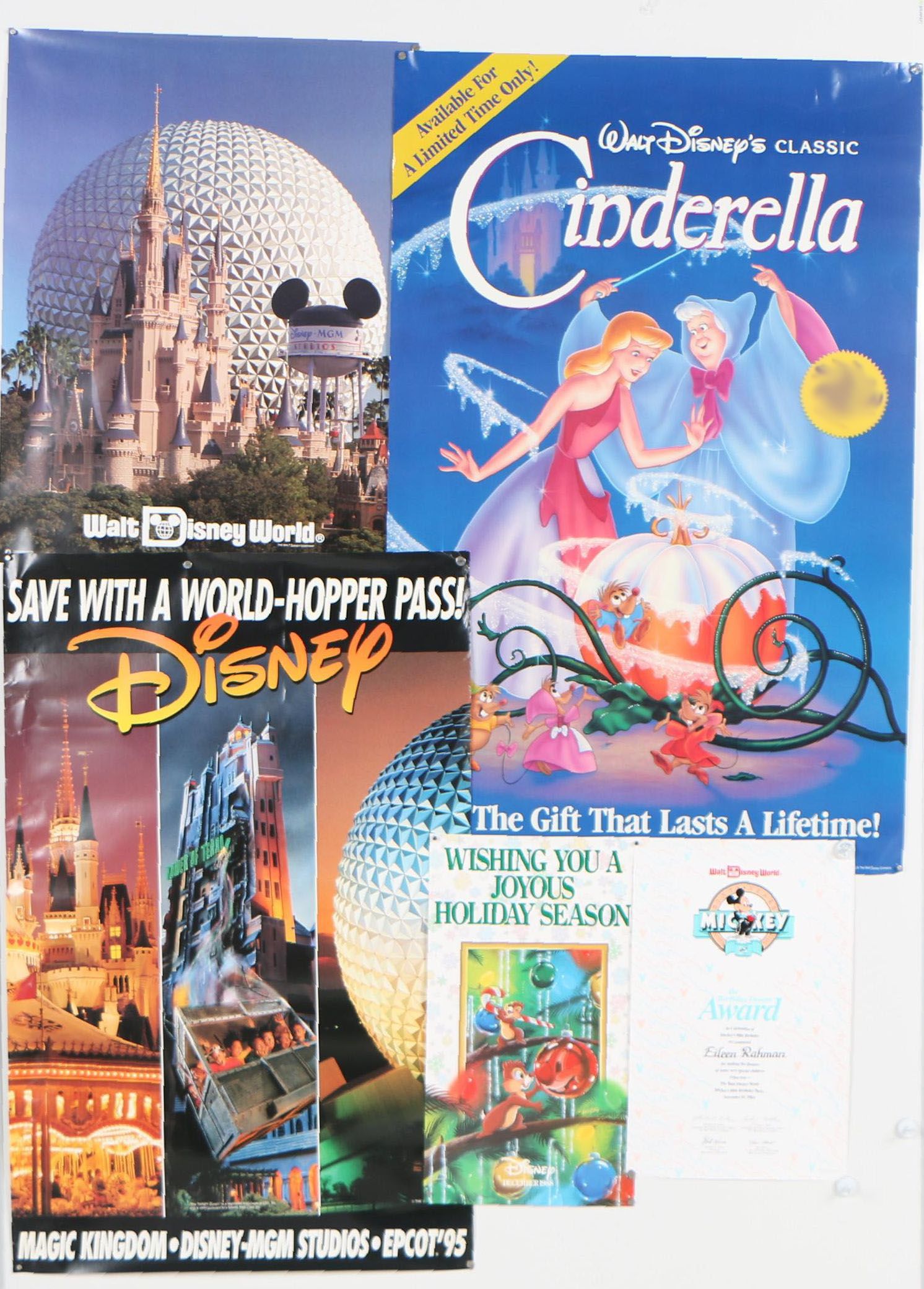 Disney Posters Featuring Limited Edition "Aladdin" Poster, 1990s