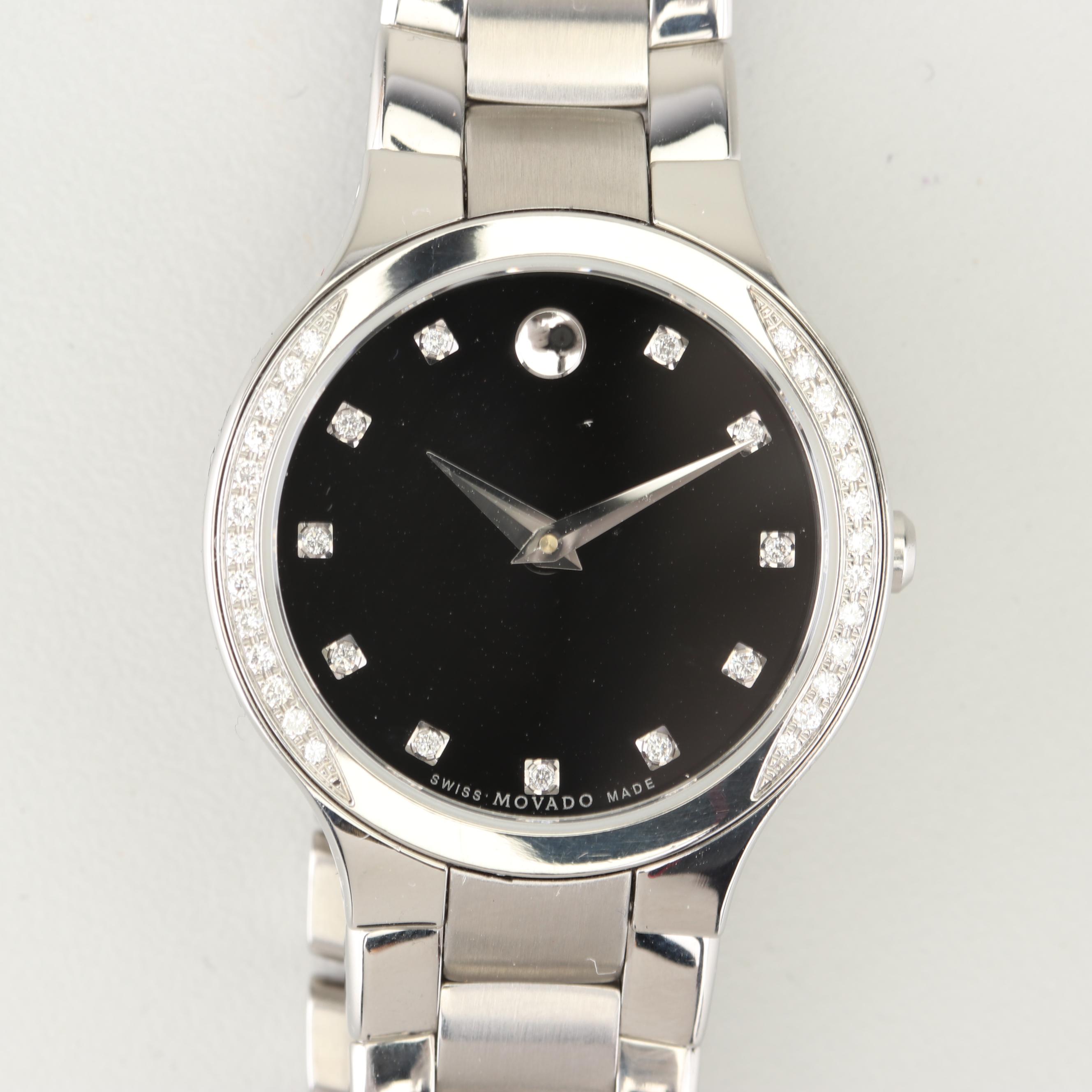 Movado Stainless Steel and Diamond Watch