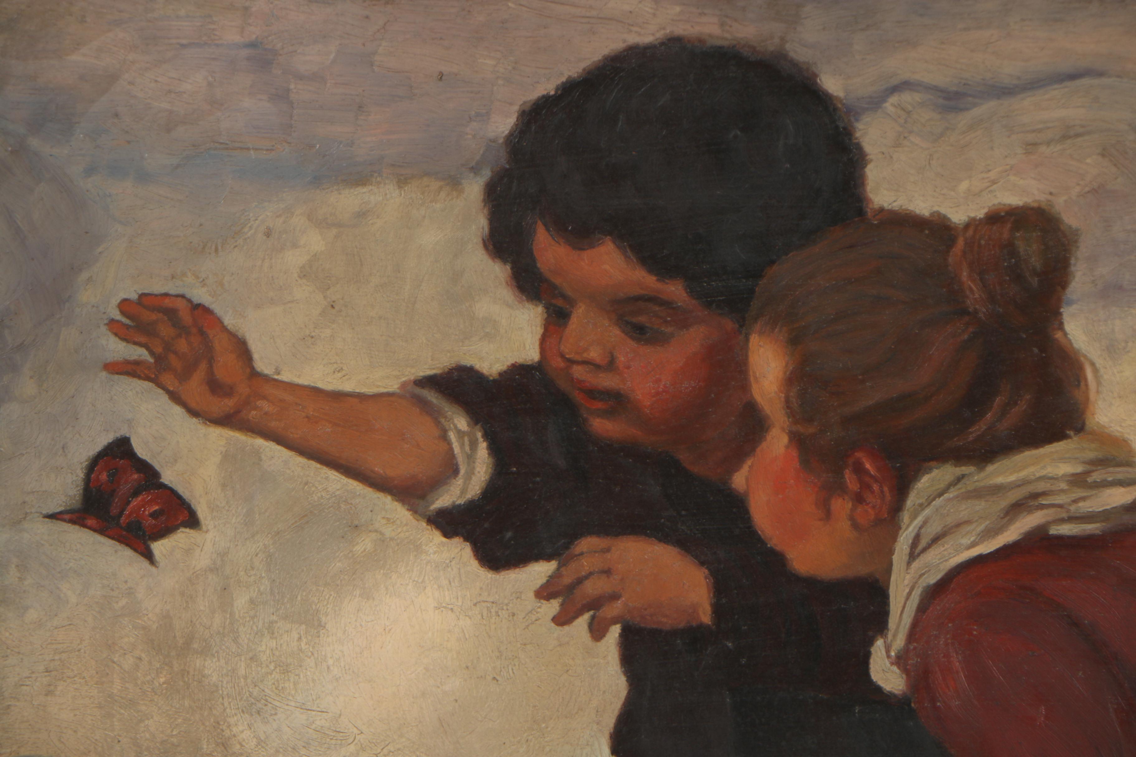 Munich School Copy Oil Painting after Ludwig Von Zumbusch "Schmetterlinge"