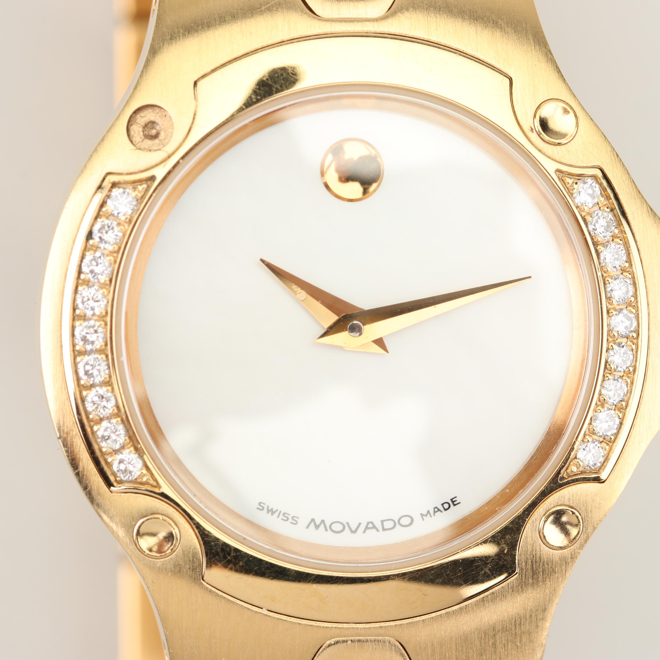 Movado Sports Edition Gold Tone Stainless Steel and Diamond Watch