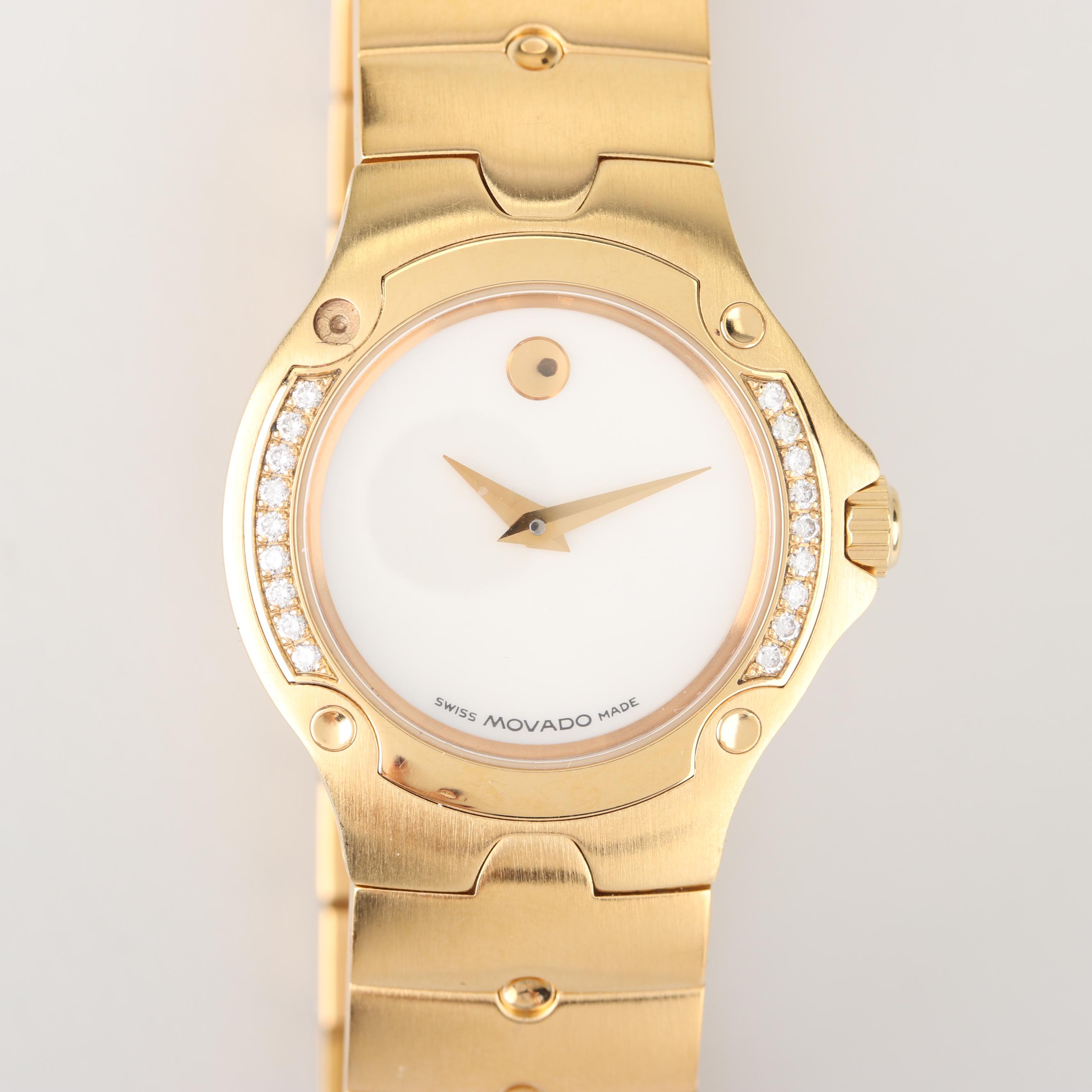 Movado Sports Edition Gold Tone Stainless Steel and Diamond Watch