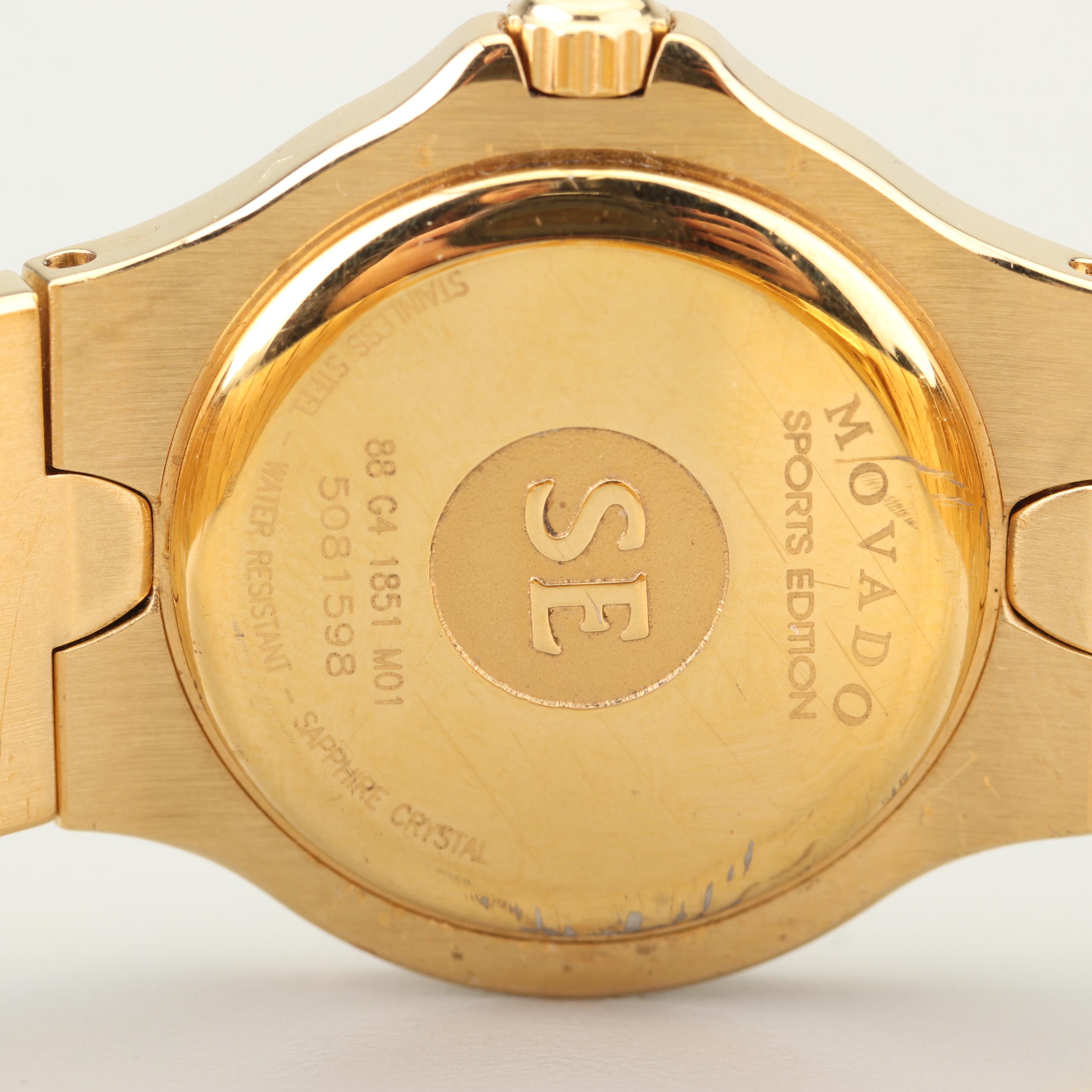 Movado Sports Edition Gold Tone Stainless Steel and Diamond Watch