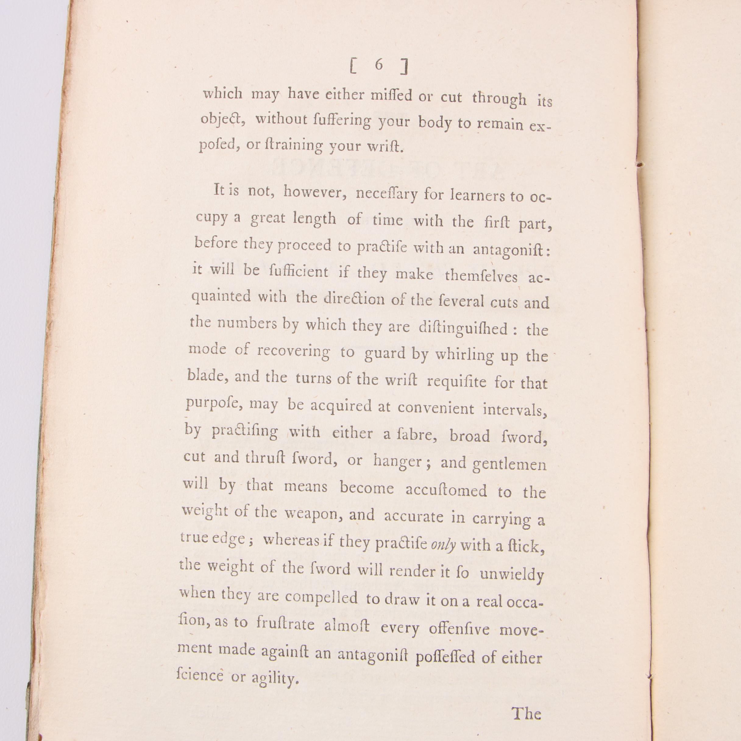 "The Art of Defence on Foot with the Broad Sword and Sabre" by C. Roworth, 1798