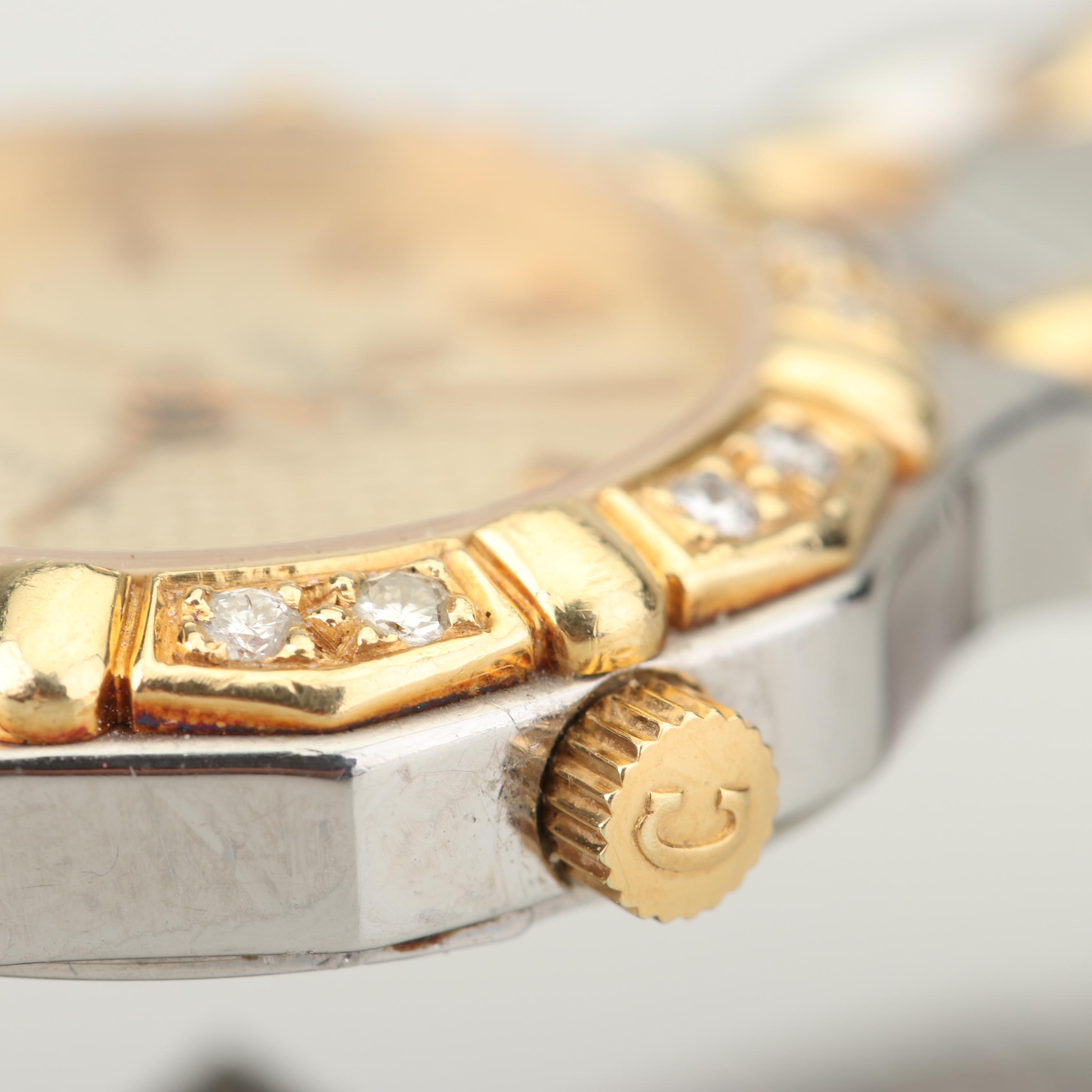 Vintage Concord Saratoga 18K Yellow Gold, Stainless Steel, and Diamond Watch