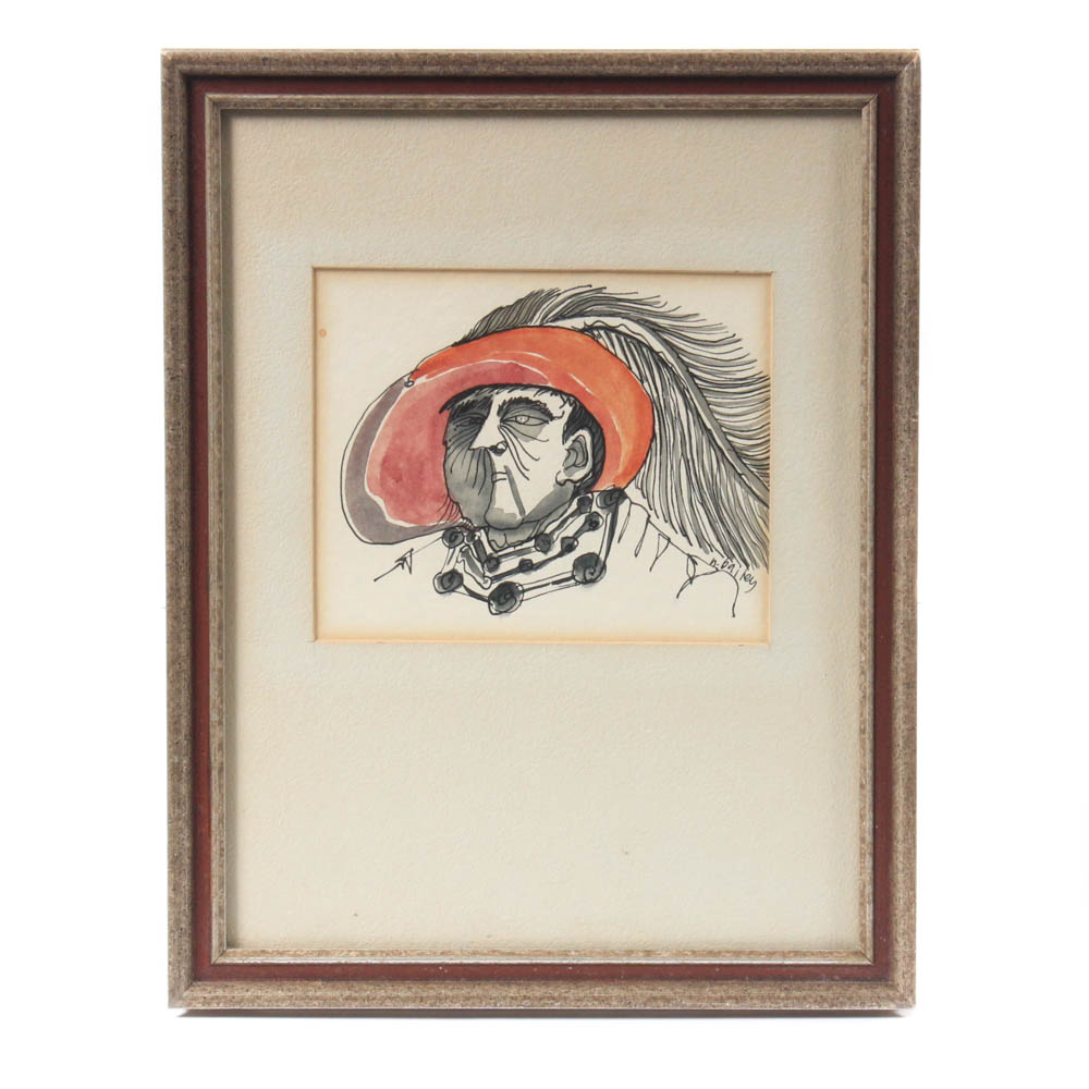 Hugh Bailey Watercolor and Ink "Fine Feathered Friend"