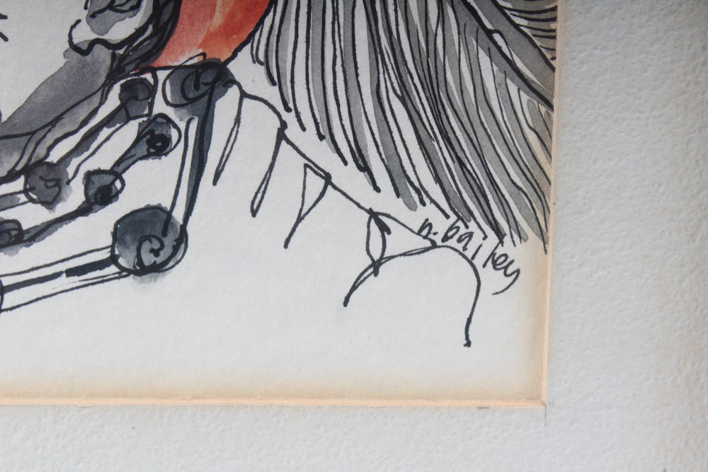 Hugh Bailey Watercolor and Ink "Fine Feathered Friend"