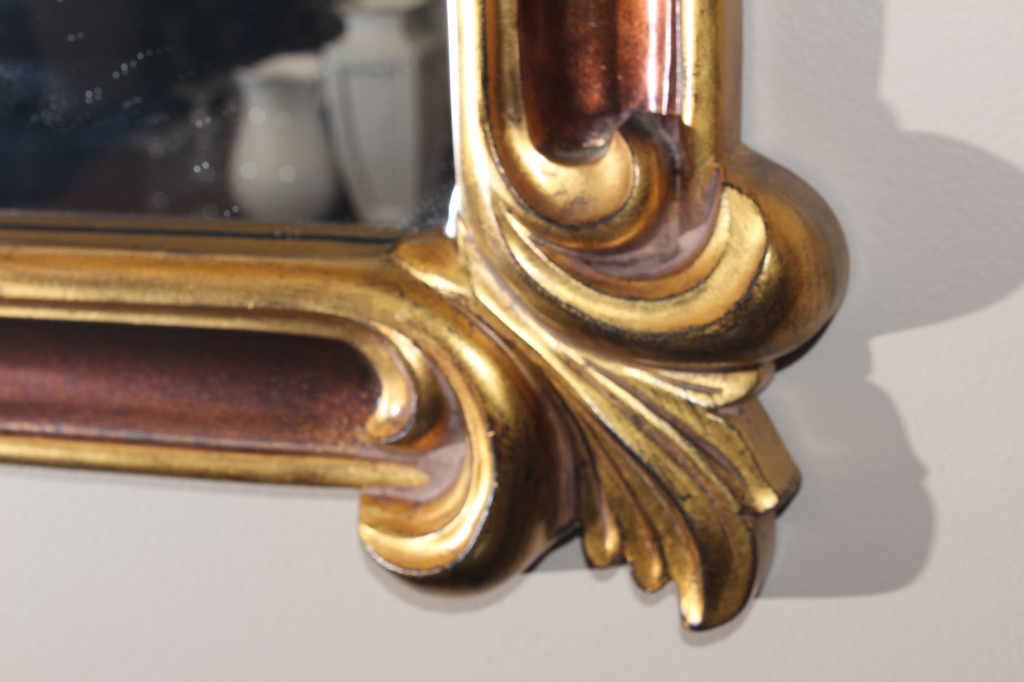 Italianate Gold and Bronze Tone Overmantel Mirror, Contemporary