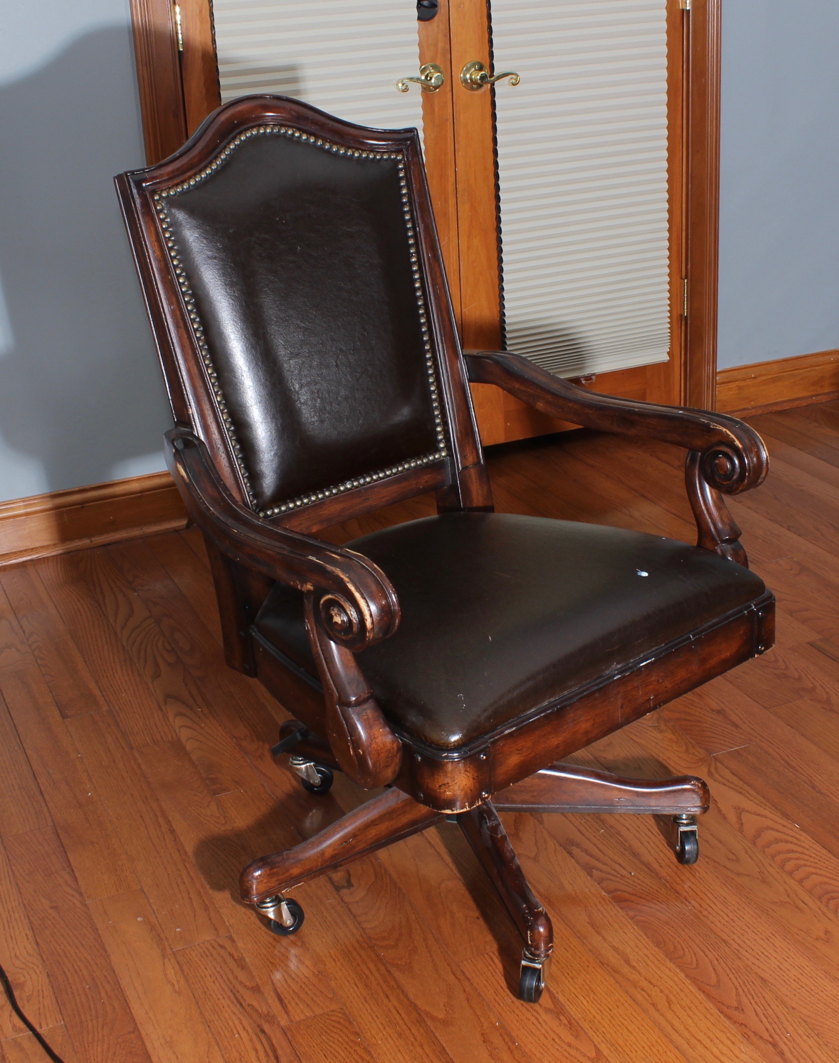 Chippendale Style Desk with Office Chair on Casters by Broyhill, 21st Century