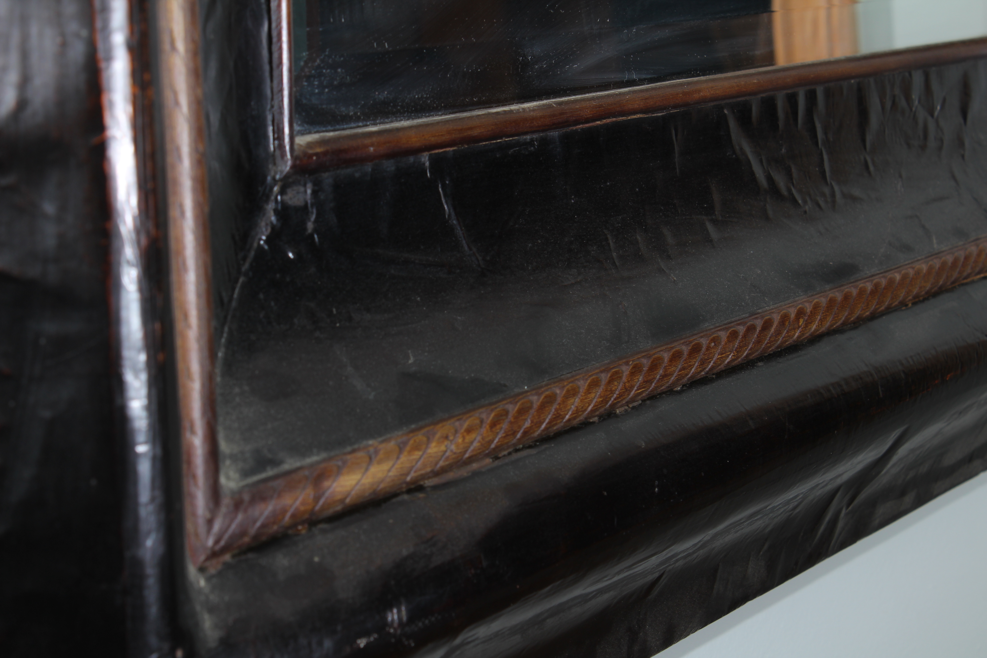 Tin Veneer Framed Beveled Mirror