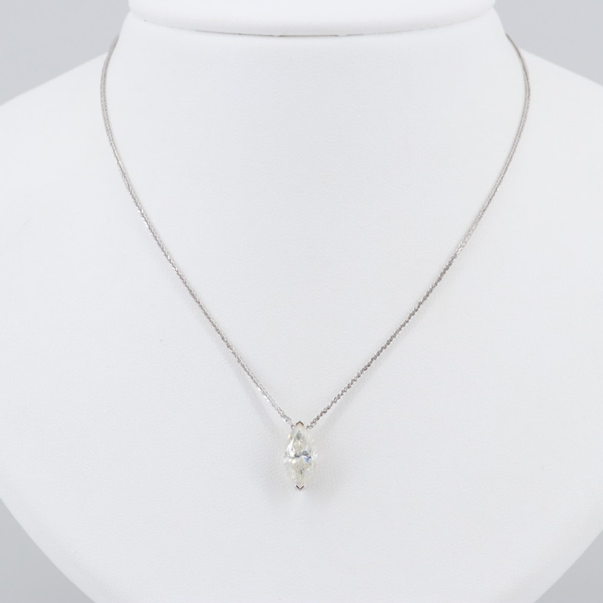 14K White Gold 2.14 CT Diamond Necklace | EBTH