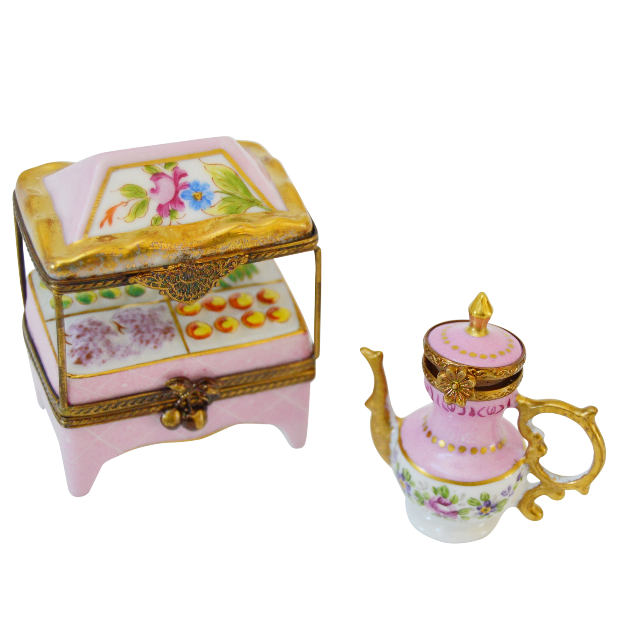 Limoges Peint Main Porcelain Trinket Boxes